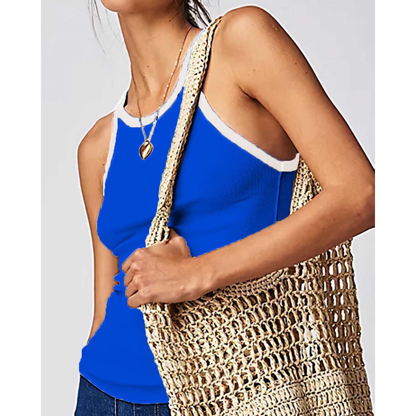 Women's Ribbed Scoop‑Neck Tank .Casual Slim Fit, Sleeveless Leisure Style Cherie Code