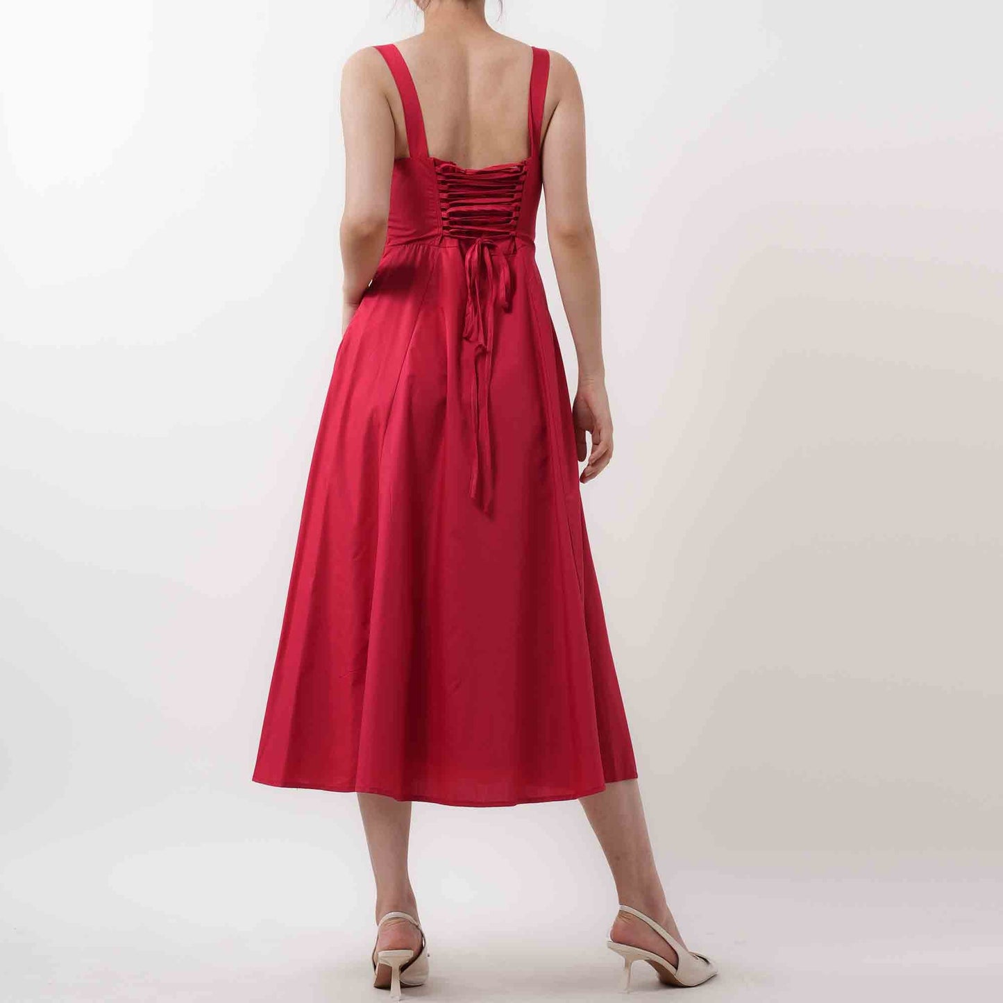 Women's Elegant Pleated Midi Dress - Sleeveless Slim Fit Cocktail Dress with Lining Cherie Code