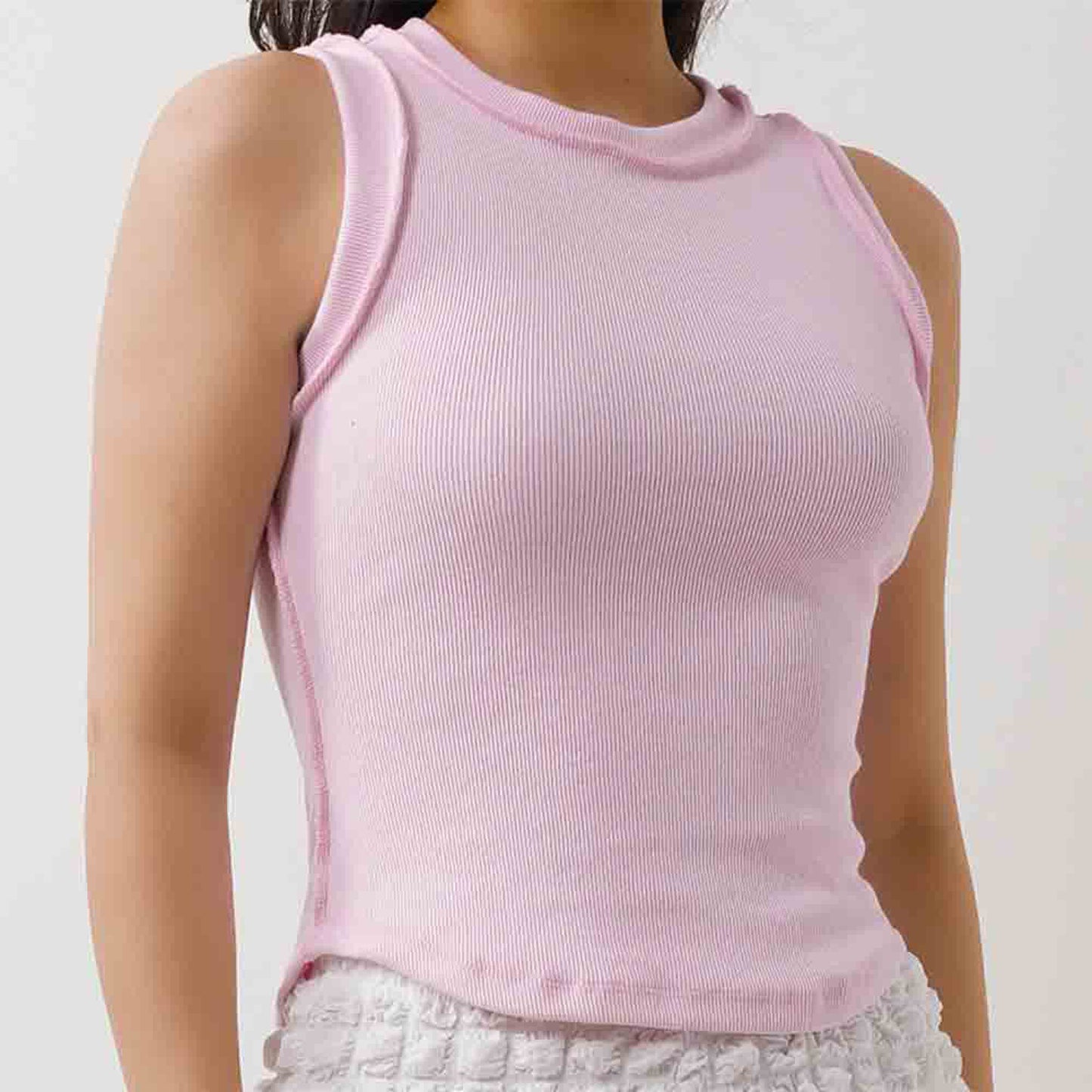 Women's Slim Fit Ribbed Tank Top – Sleeveless Stretch Cotton Crew Neck by Cherie Code