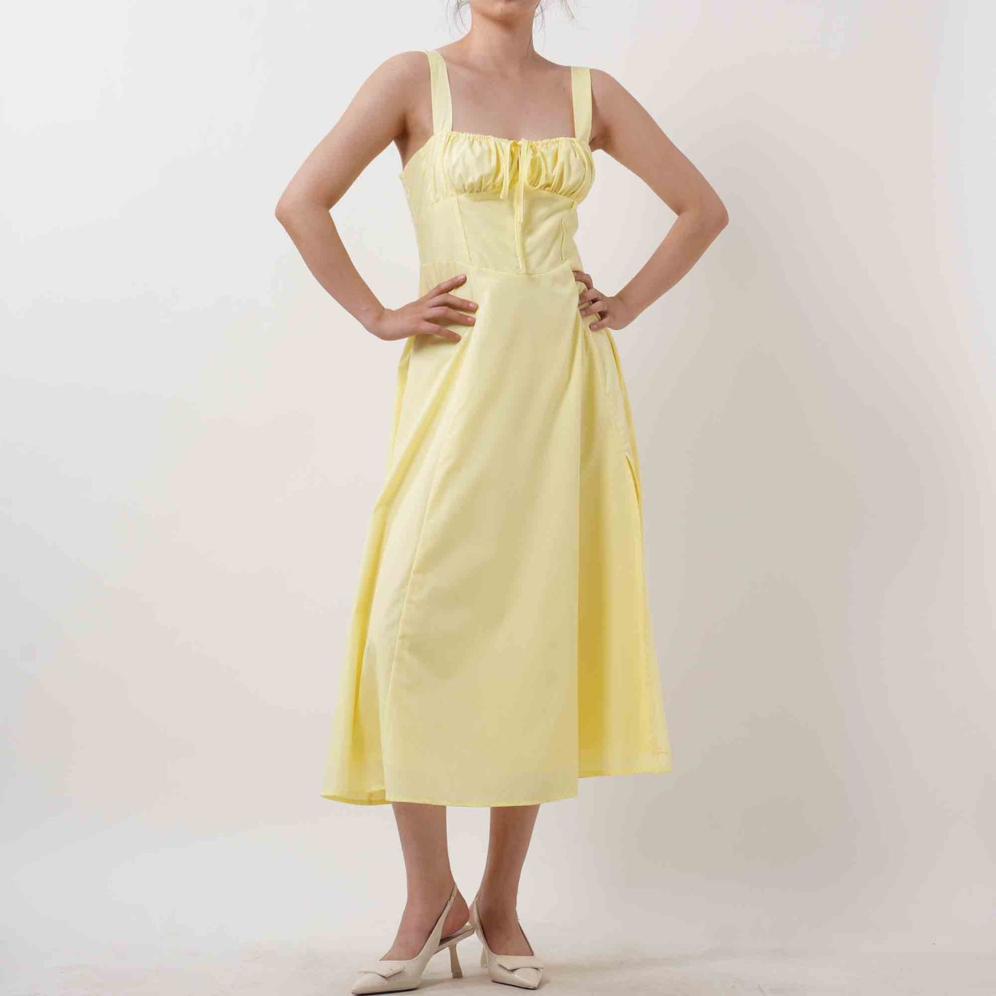 Women's Elegant Pleated Midi Dress - Sleeveless Slim Fit Cocktail Dress with Lining Cherie Code