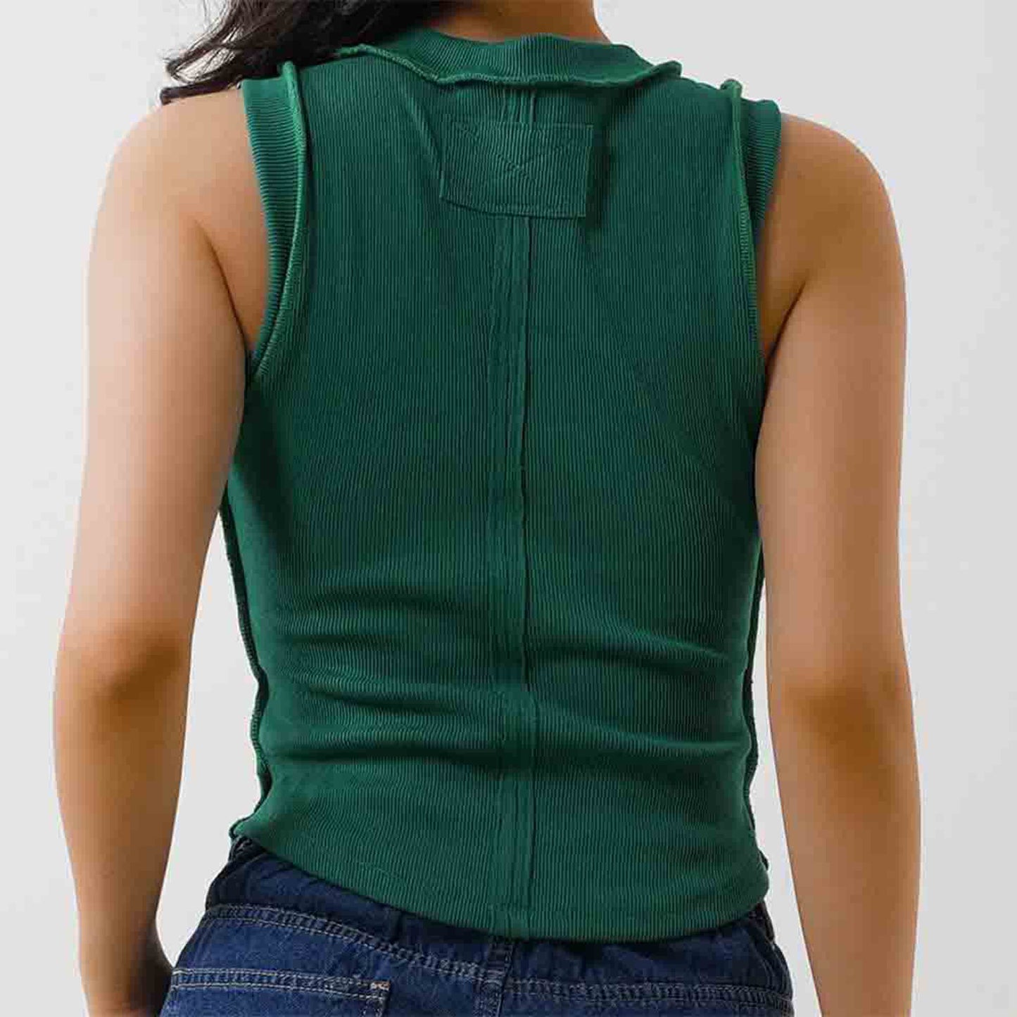 Women's Slim Fit Ribbed Tank Top – Sleeveless Stretch Cotton Crew Neck by Cherie Code