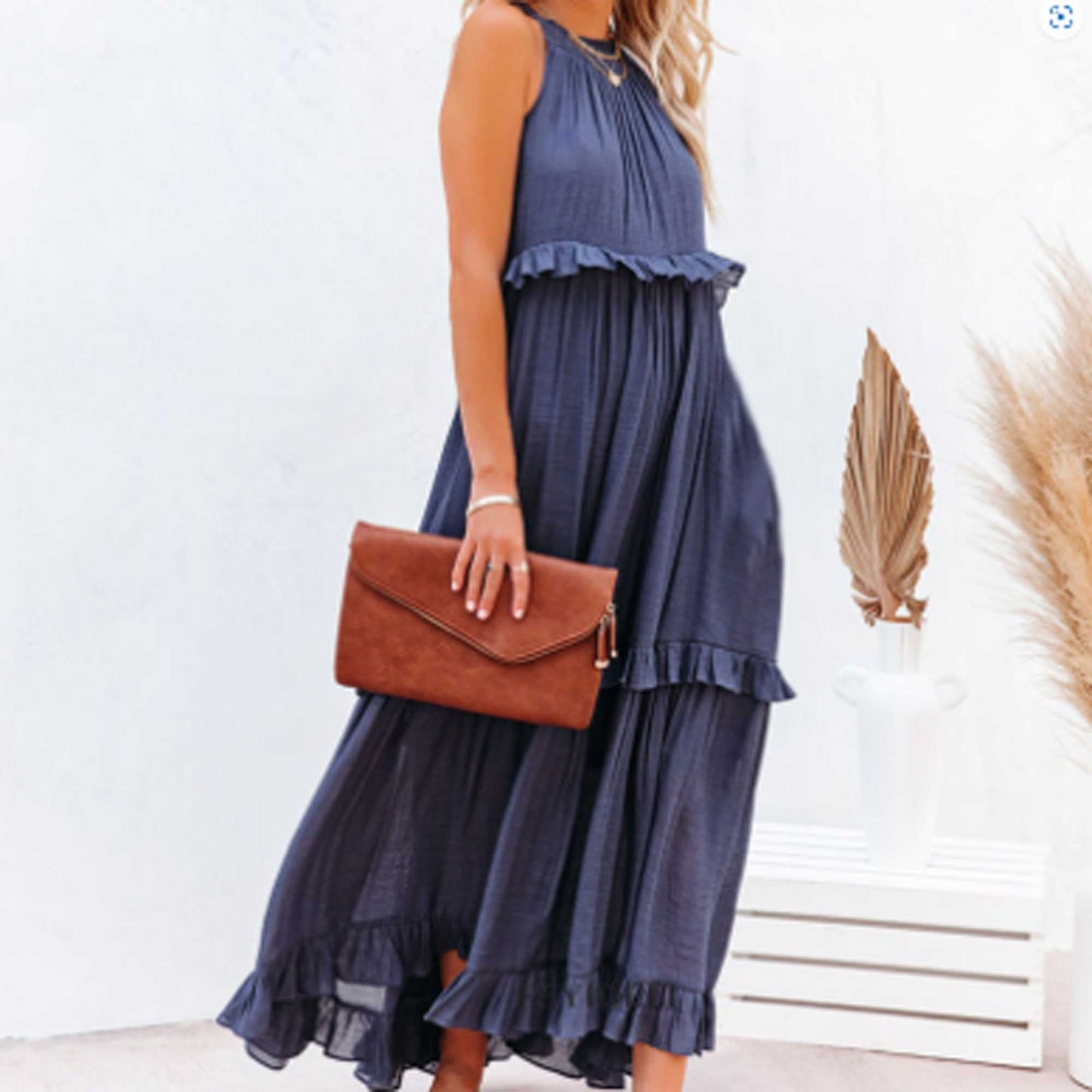 Women's Flowy Bohemian Maxi Dress – Sleeveless with Back Tie Detail & Soft Rayon Blend Cherie Code