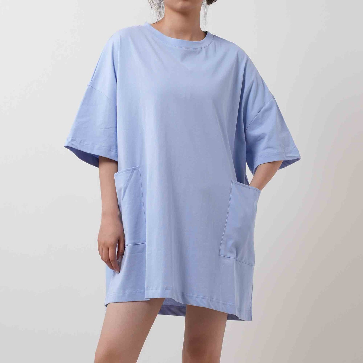 Breathable Cotton Tee Mini Dress - Crew Neck with Short Sleeves & Casual Fit Cherie Code