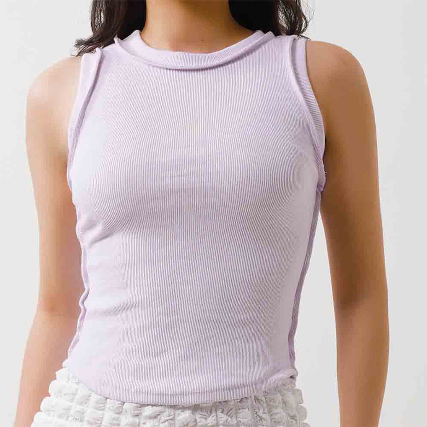 Women's Slim Fit Ribbed Tank Top – Sleeveless Stretch Cotton Crew Neck by Cherie Code