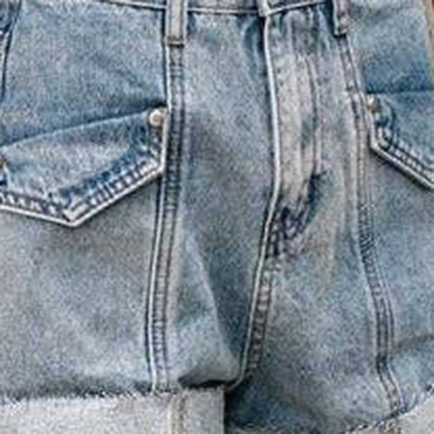 Women's Mid-Rise Denim Shorts – Button & Zip Fly Casual Fit with Pockets Cherie Code