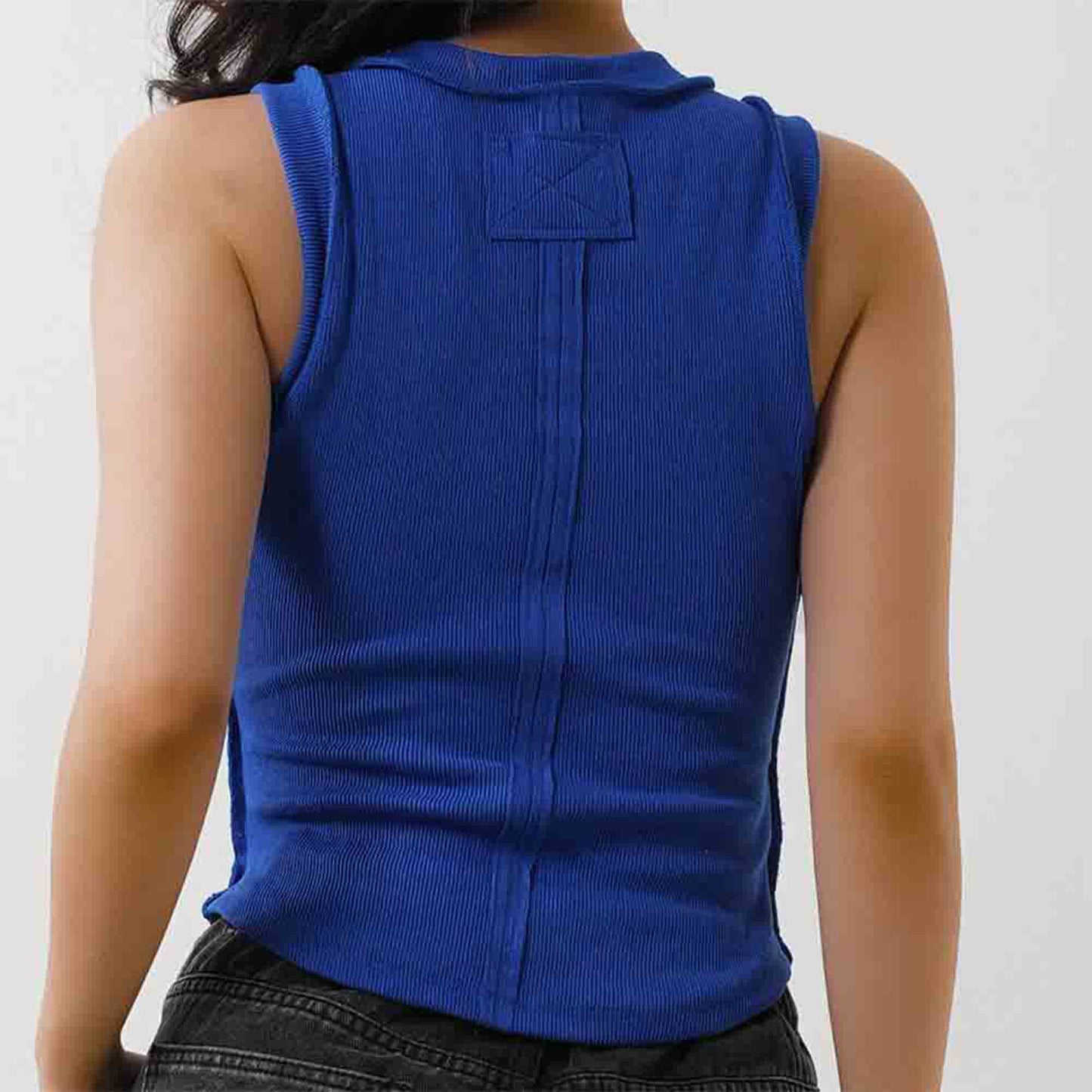 Women's Slim Fit Ribbed Tank Top – Sleeveless Stretch Cotton Crew Neck by Cherie Code