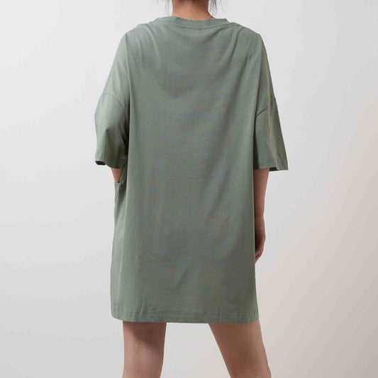 Breathable Cotton Tee Mini Dress - Crew Neck with Short Sleeves & Casual Fit Cherie Code