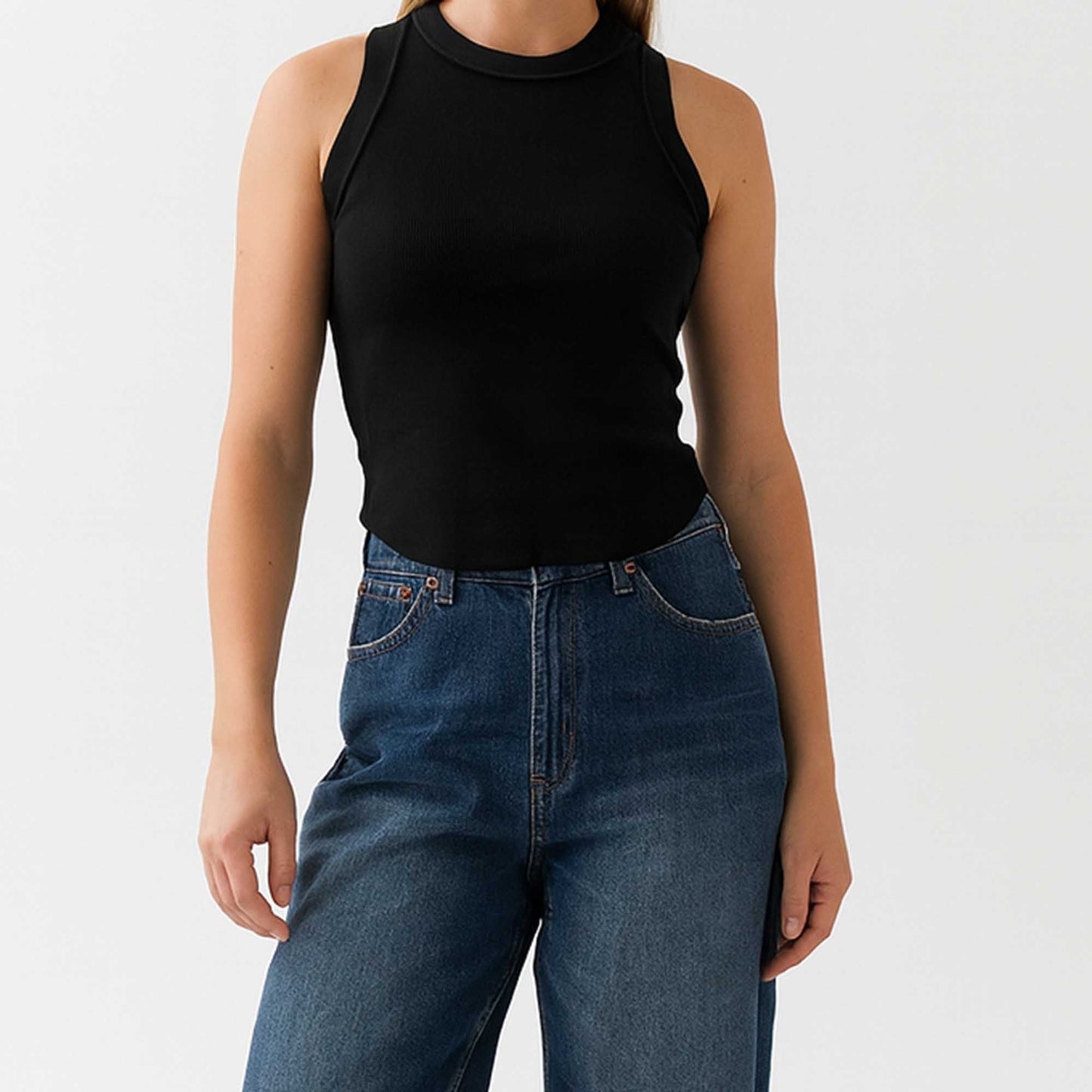 Women's Slim Fit Ribbed Tank Top – Sleeveless Stretch Cotton Crew Neck by Cherie Code