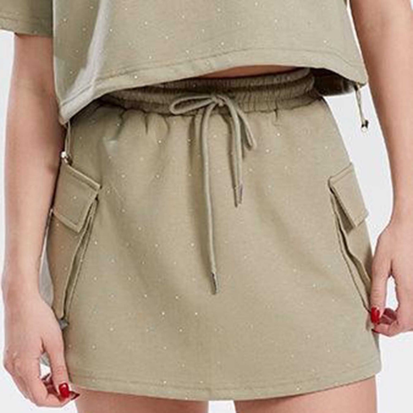 Women's Rhinestone Casual Top and Skirt Set – Cherie Code