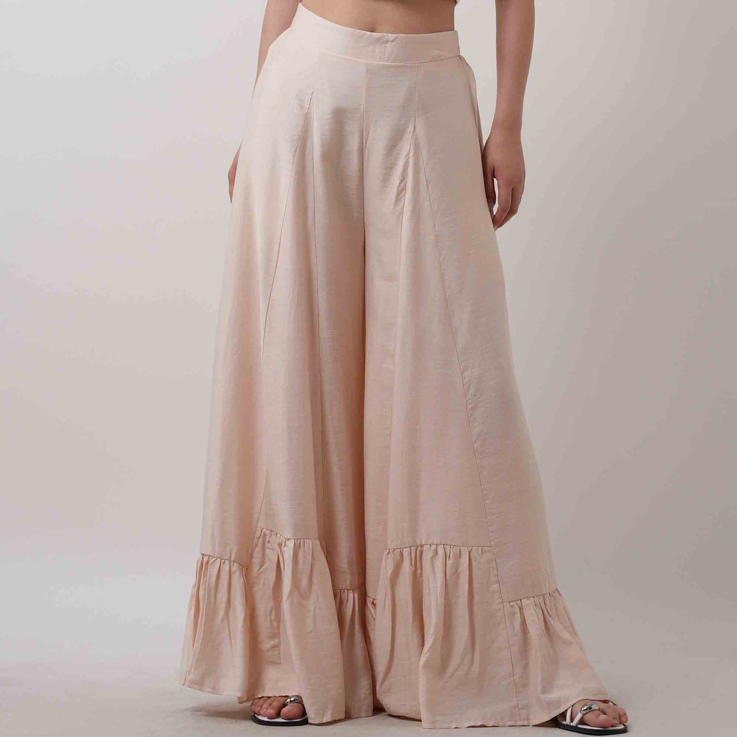 Breathable Polyester Wide Leg Flare Pants - Mid Rise & Casual Fit Cherie Code