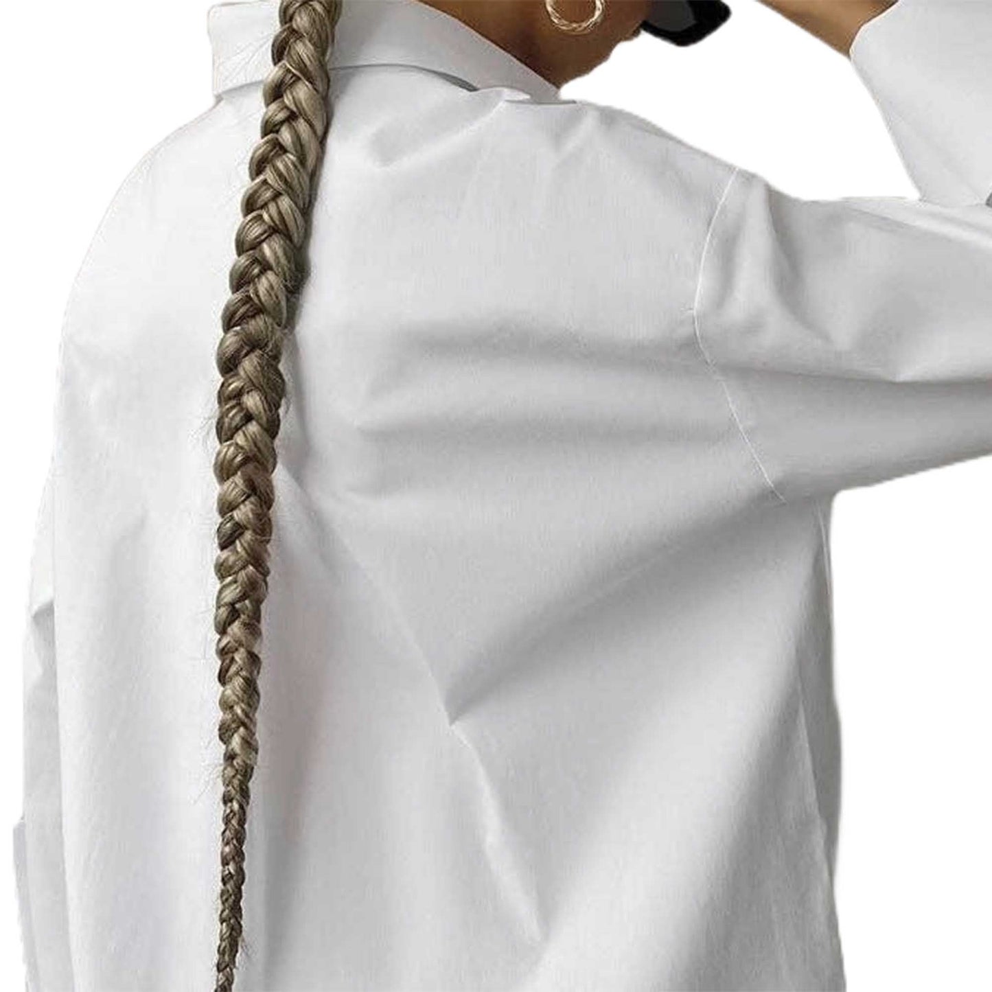 Women's Long Sleeve Shirt – 100% Cotton in White Everyday Cherie Code