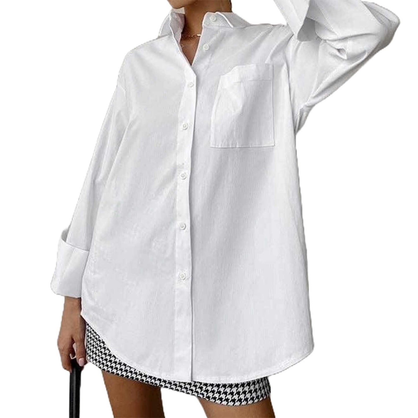 Women's Long Sleeve Shirt – 100% Cotton in White Everyday Cherie Code