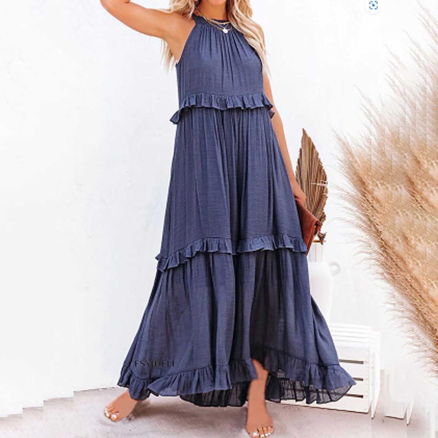 Women's Flowy Bohemian Maxi Dress – Sleeveless with Back Tie Detail & Soft Rayon Blend Cherie Code