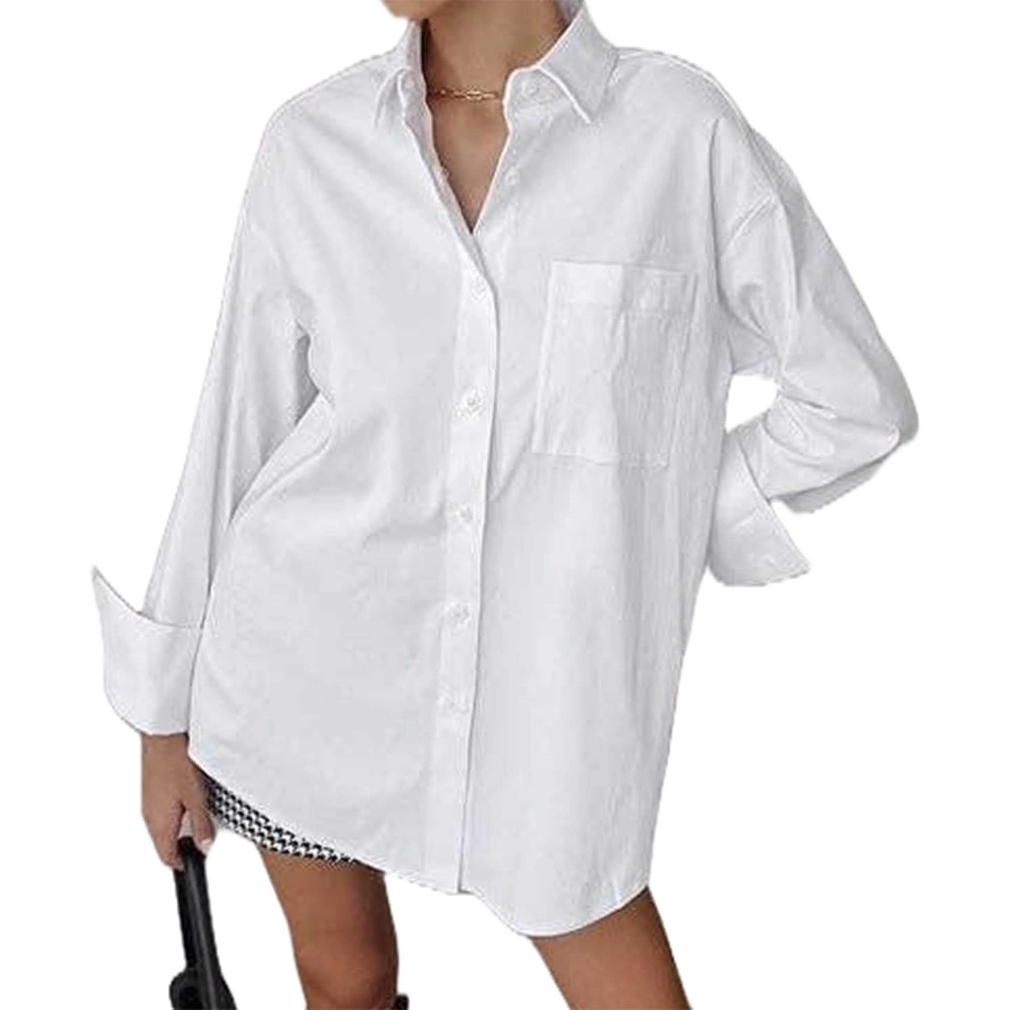 Women's Long Sleeve Shirt – 100% Cotton in White Everyday Cherie Code