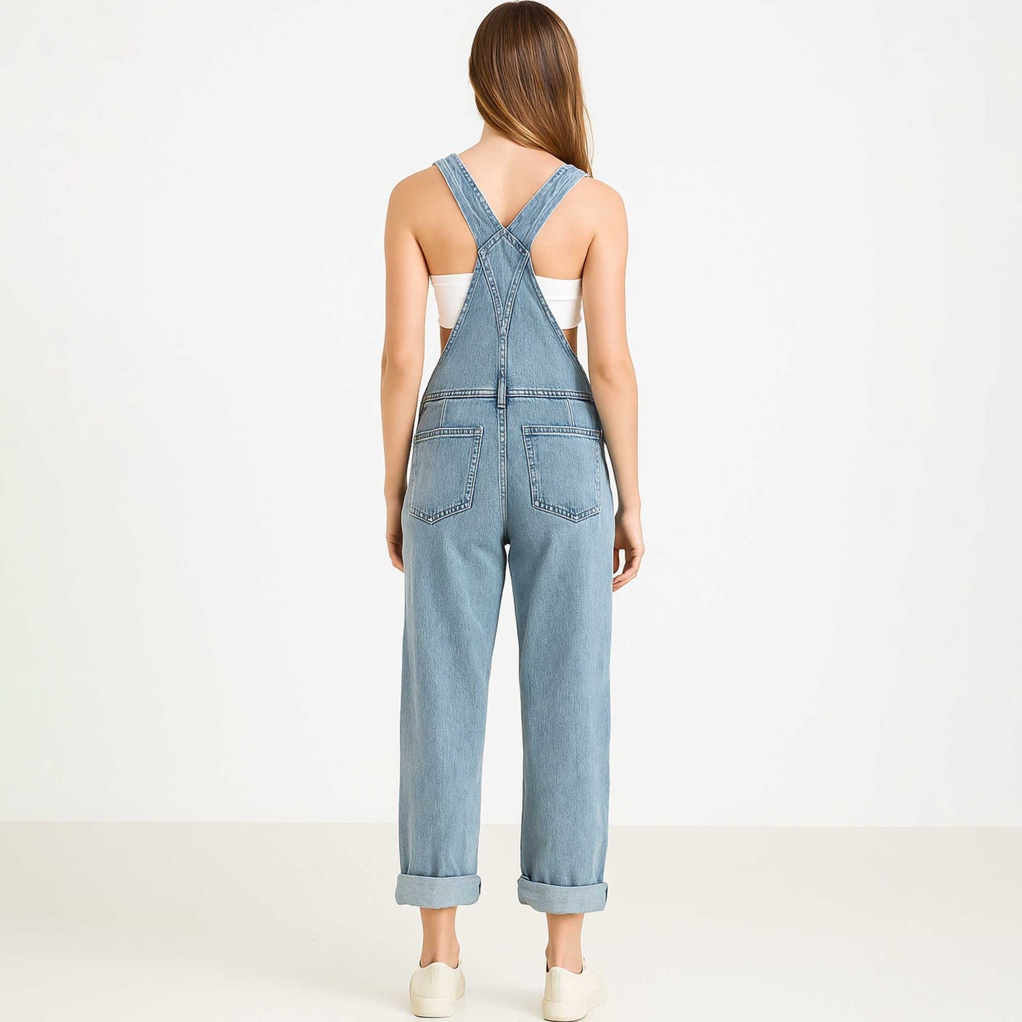 Women's Classic Denim Overalls – Relaxed Fit with Wide Legs & Functional Pockets Casual Workwear for Everyday Style Cherie Code