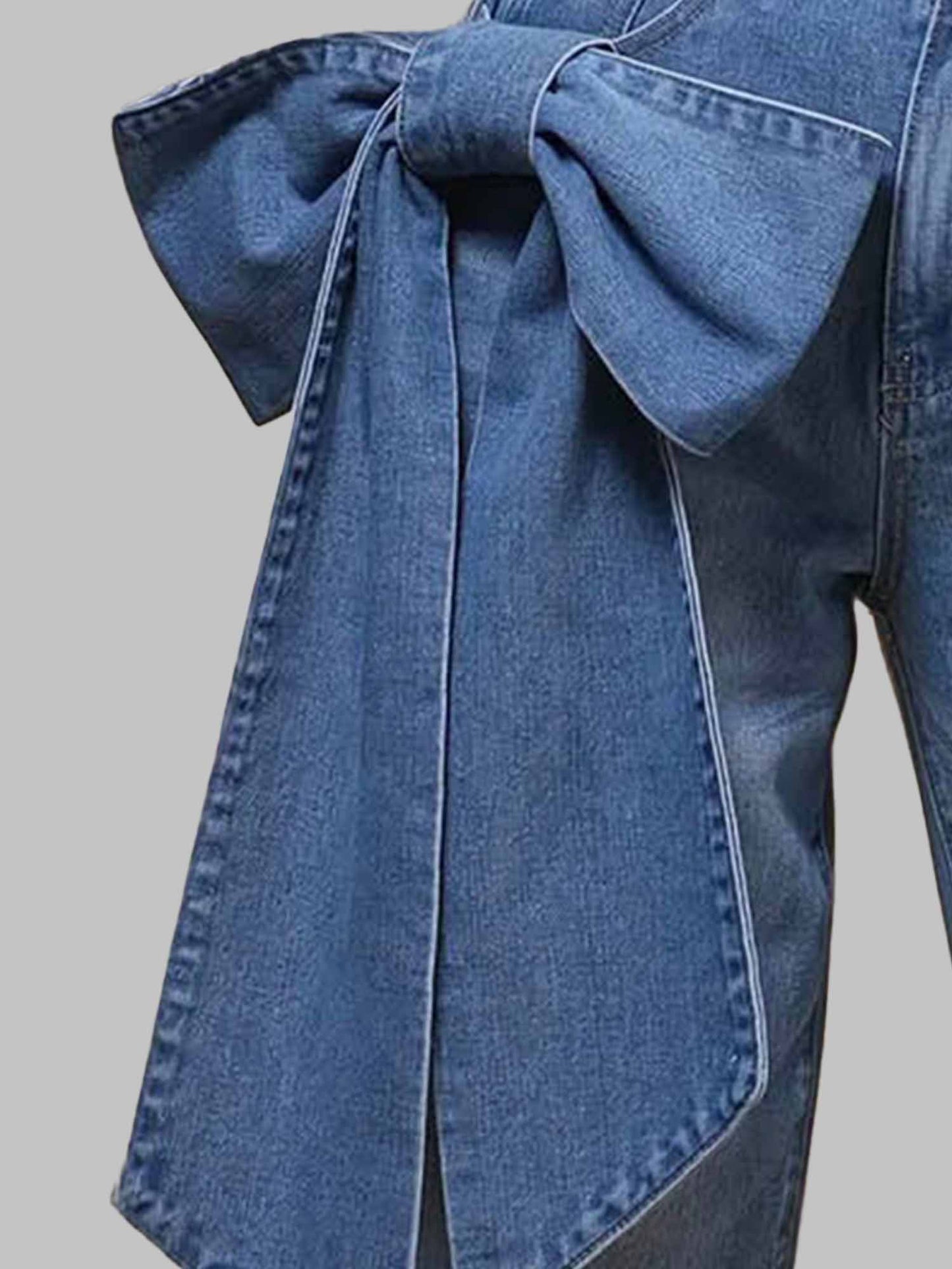 Women's Classic Straight-Leg Jeans with Chic Bowknot Detail – Comfort Cotton Denim Cherie Code