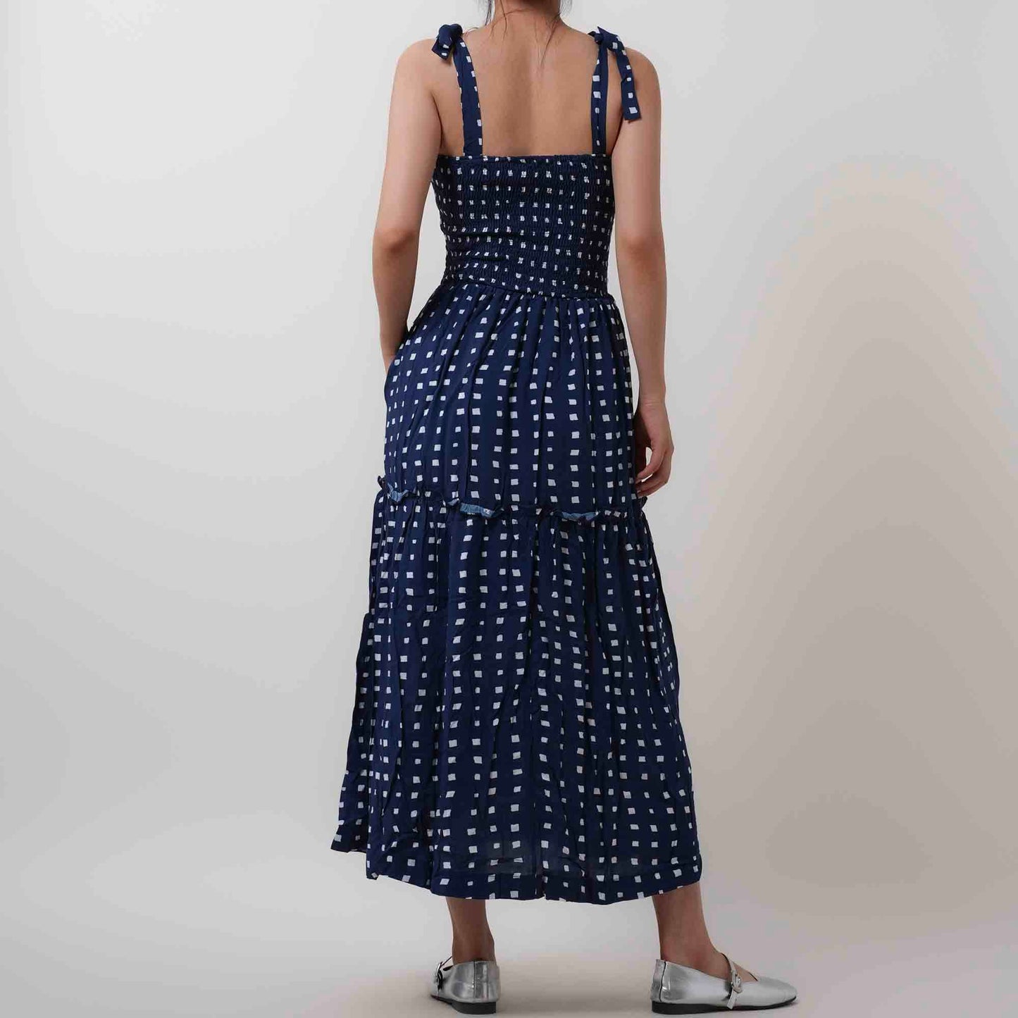 Breathable Rayon Midi Dress - Square Neck with Polyester Lining & Casual Fit Cherie Code