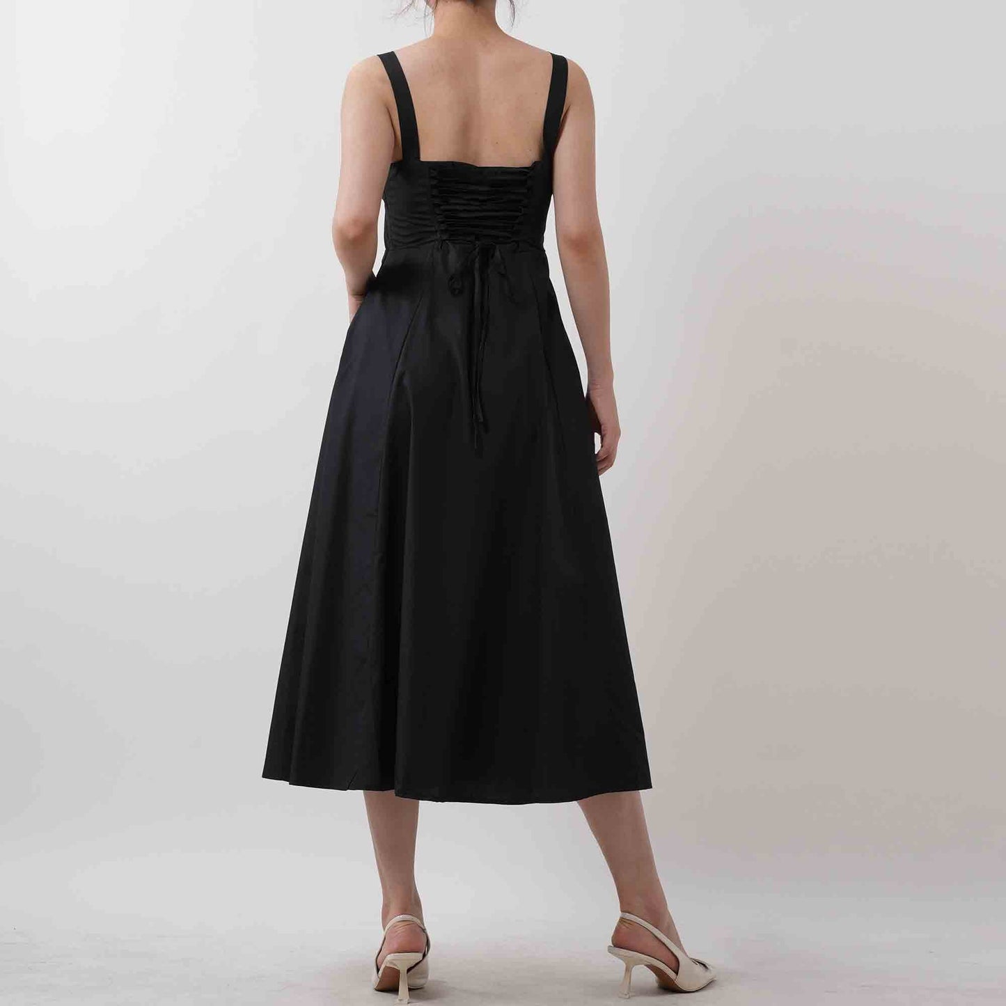 Women's Elegant Pleated Midi Dress - Sleeveless Slim Fit Cocktail Dress with Lining Cherie Code