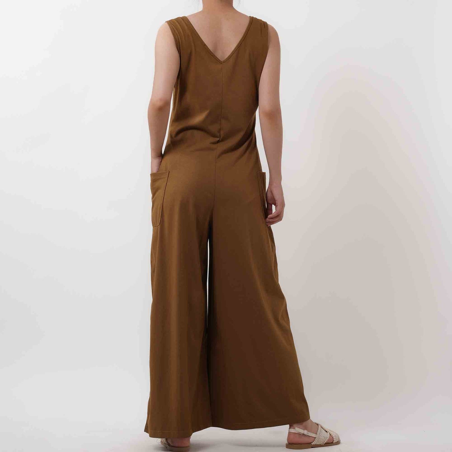 Women Solid Color Overall - Breathable Sleeveless Romper with Comfortable Loose Silhouette