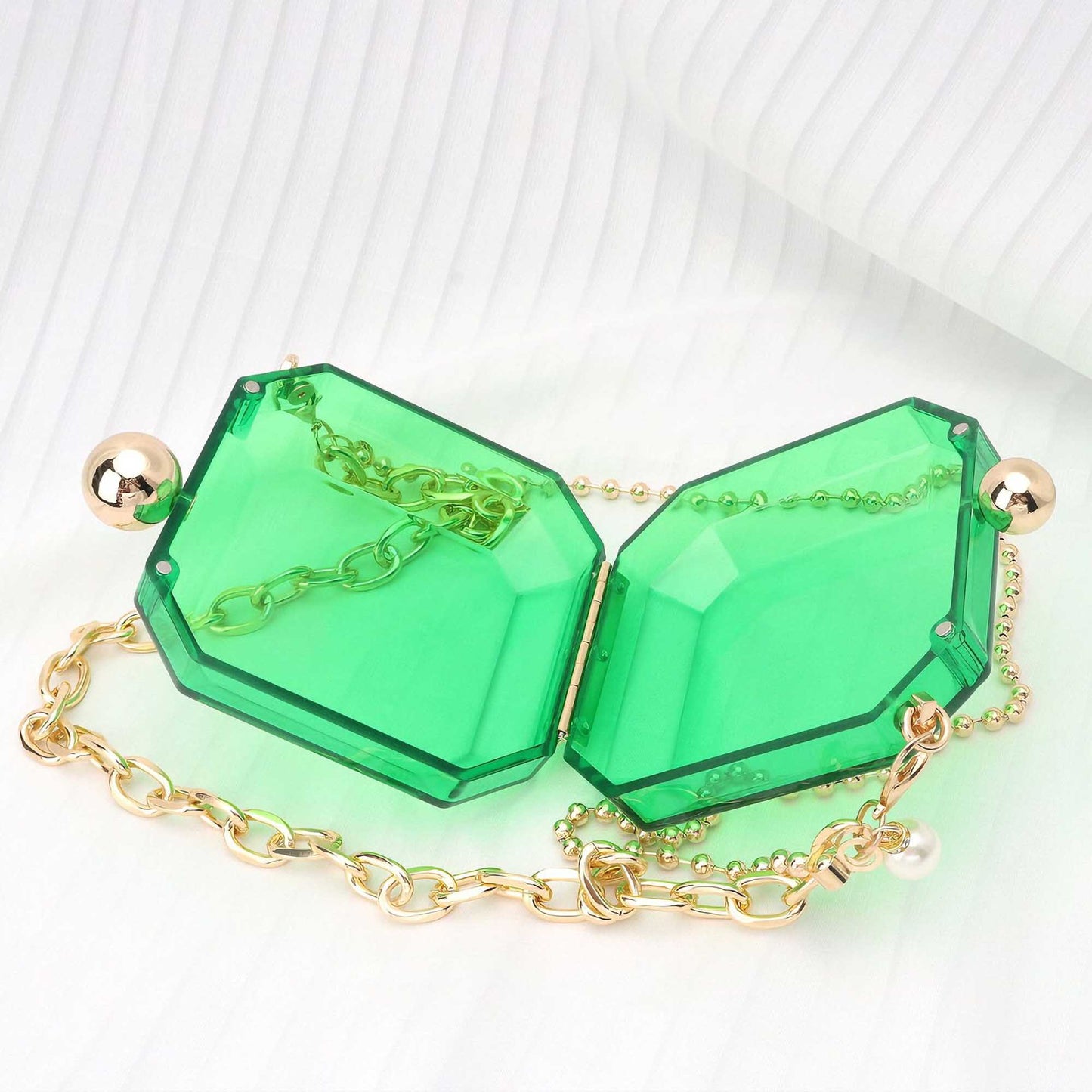 Women's Transparent Acrylic Box Bag with Gold Chain – Cherie Code