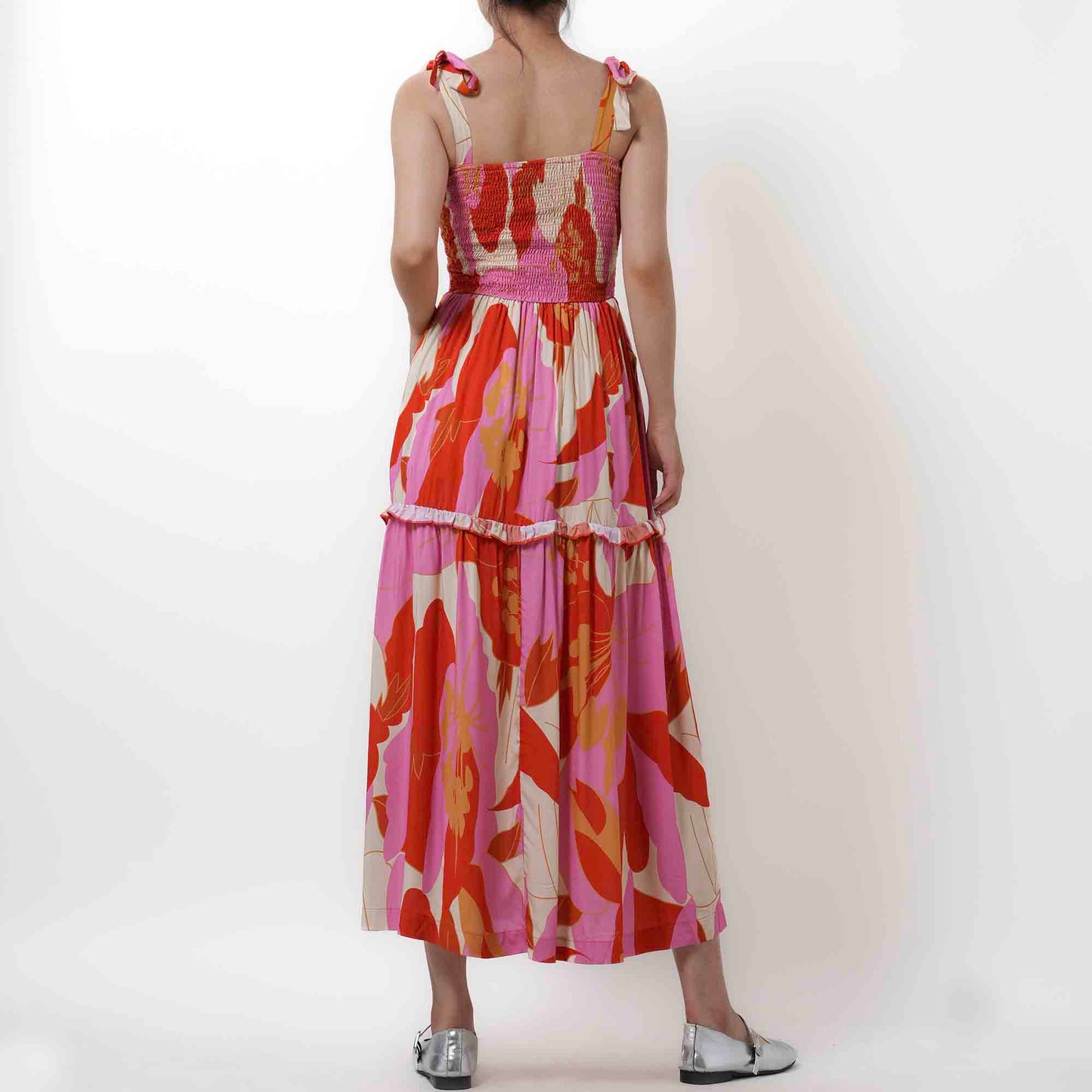 Breathable Rayon Midi Dress - Square Neck with Polyester Lining & Casual Fit Cherie Code