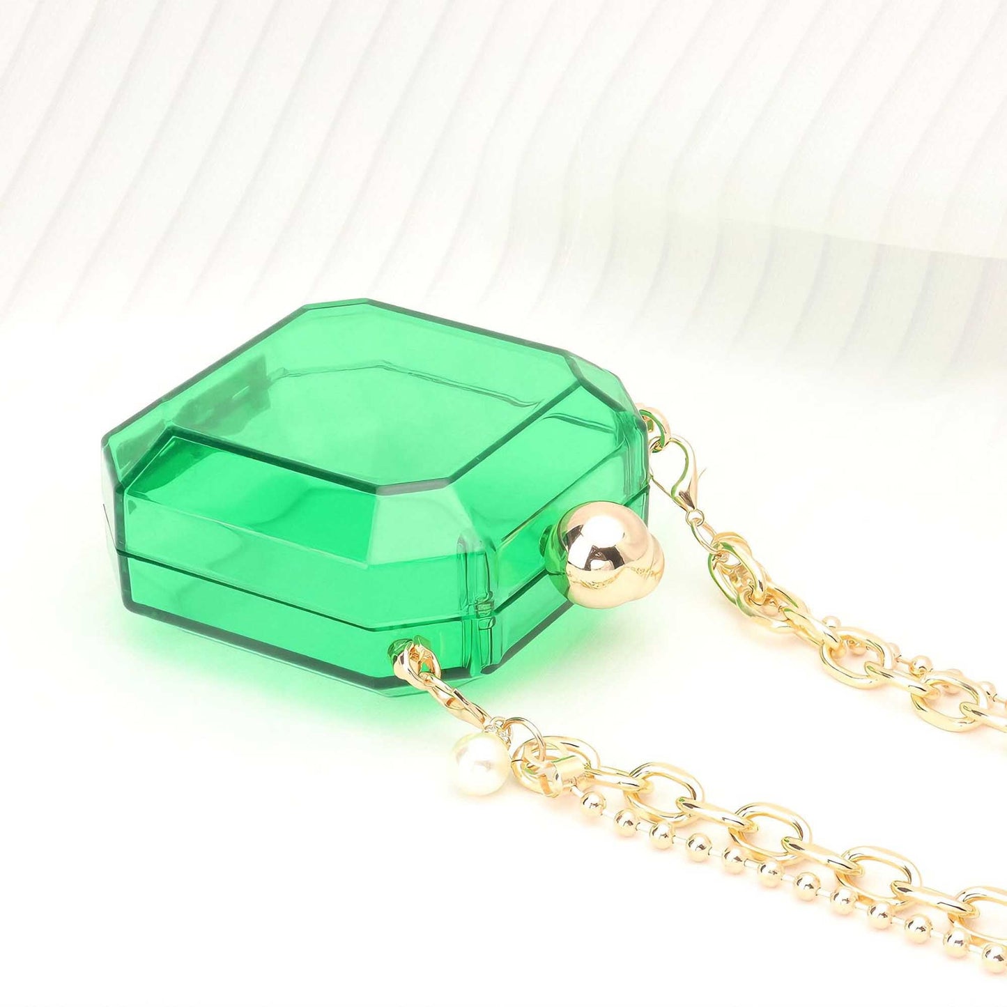 Women's Transparent Acrylic Box Bag with Gold Chain – Cherie Code™