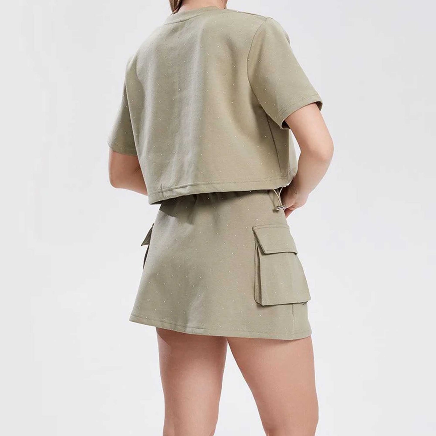 Women's Rhinestone Casual Top and Skirt Set – Cherie Code