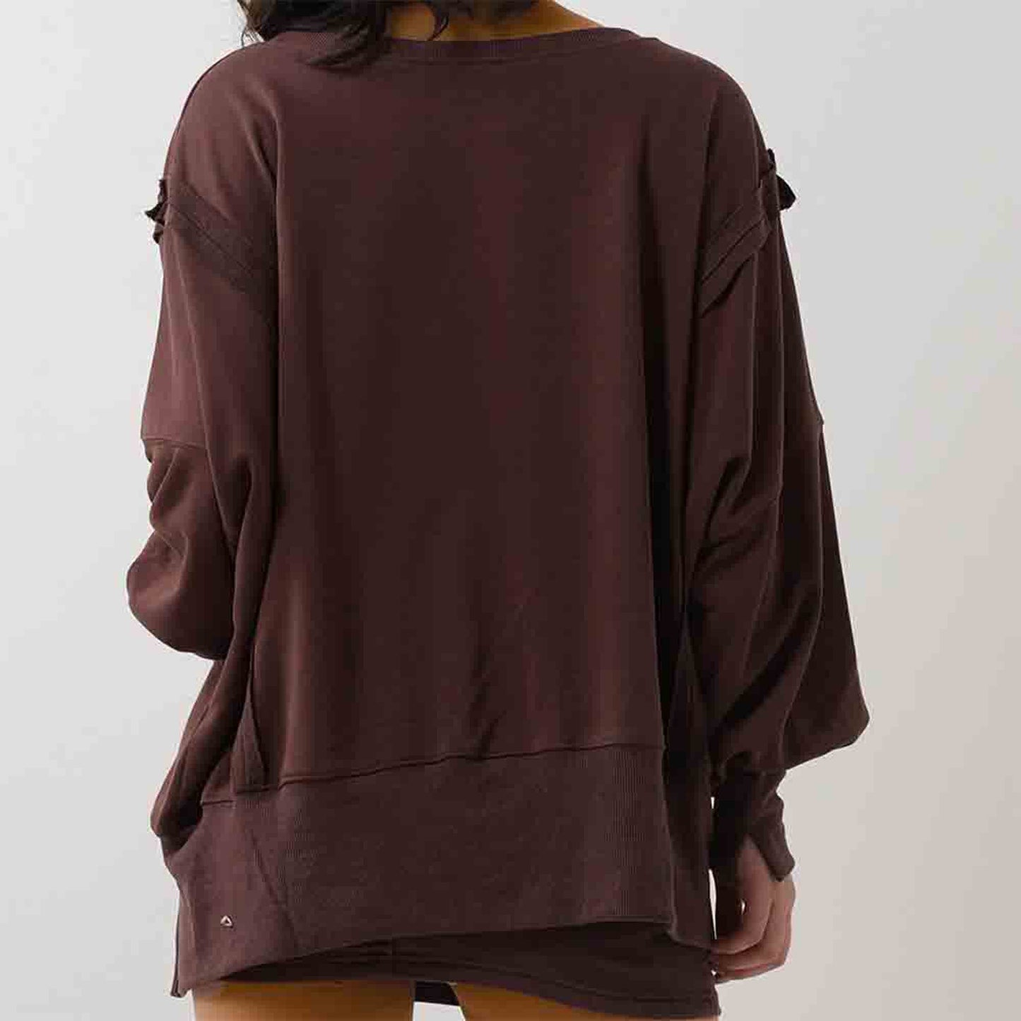 Women's Slouchy Crewneck Sweatshirt - Stretch Polyester Blend with Side Slit Details Cherie Code