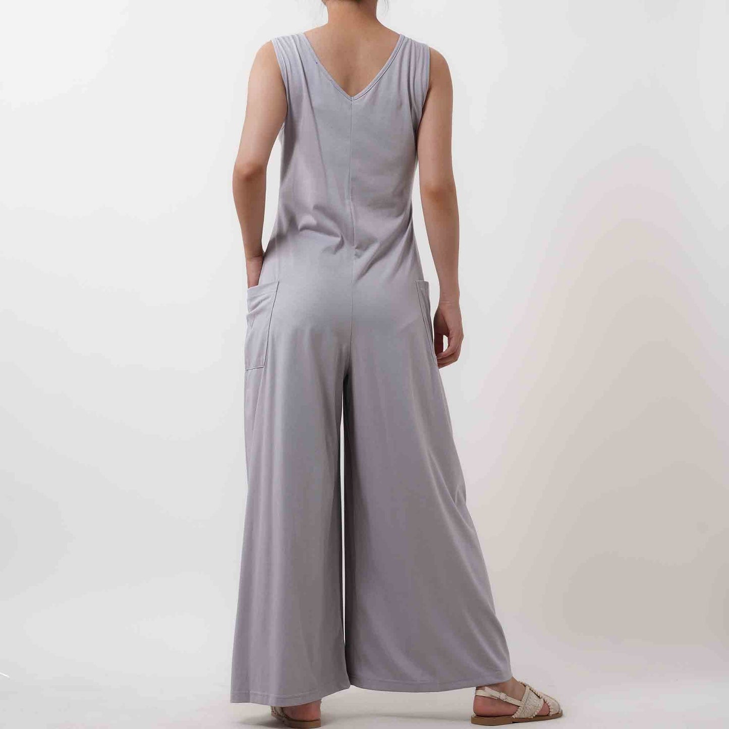 Women Solid Color Overall - Breathable Sleeveless Romper with Comfortable Loose Silhouette