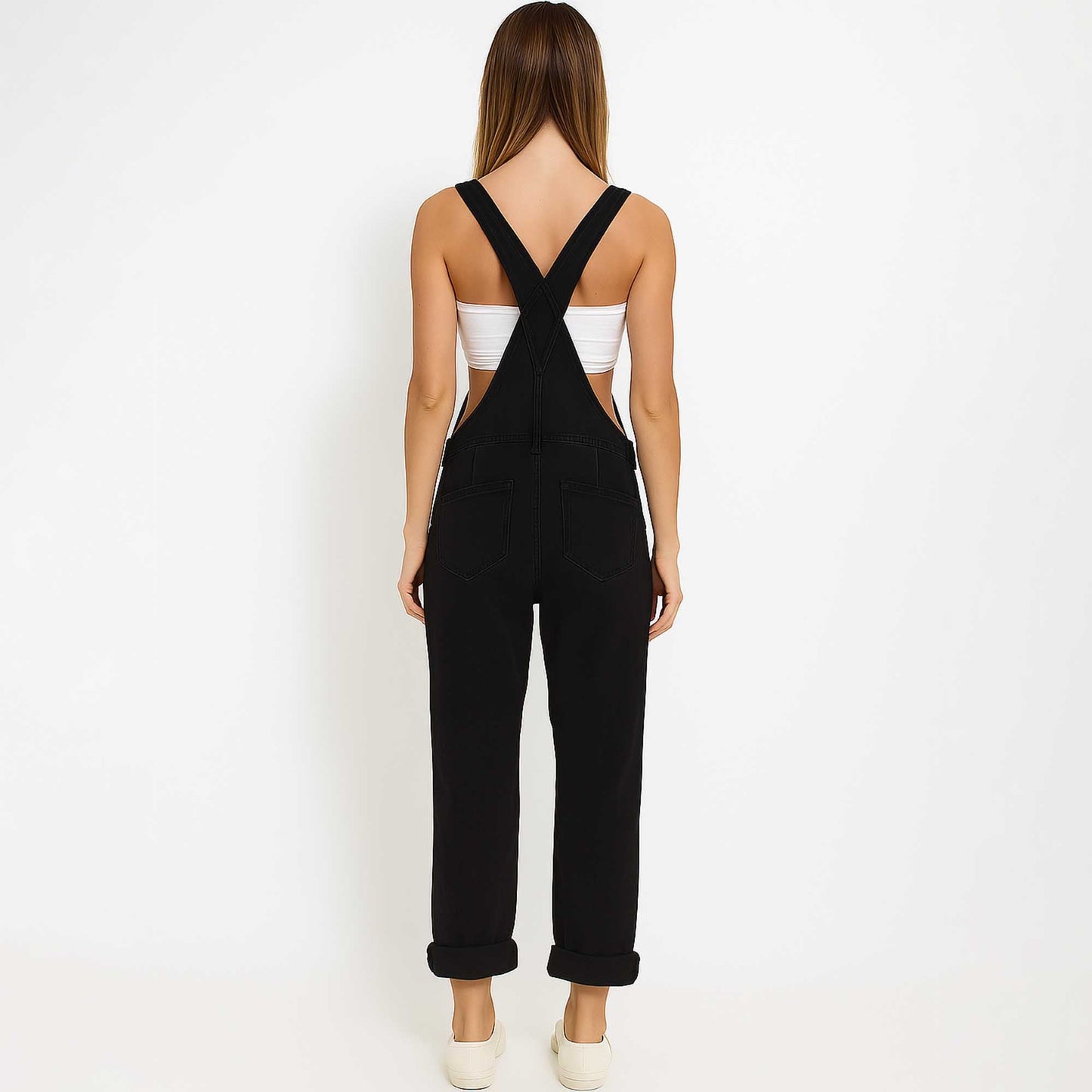 Women's Classic Denim Overalls – Relaxed Fit with Wide Legs & Functional Pockets Casual Workwear for Everyday Style Cherie Code