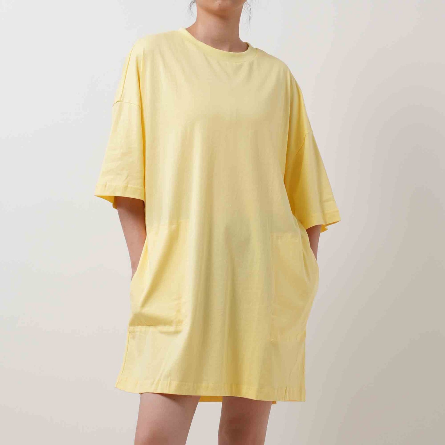 Round Neck Pullover Tee - Crew Neck with Short Sleeves Pocket Mini Dress Cherie Code