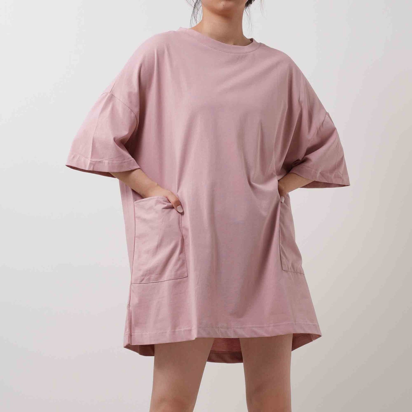 Breathable Cotton Tee Mini Dress - Crew Neck with Short Sleeves & Casual Fit Cherie Code