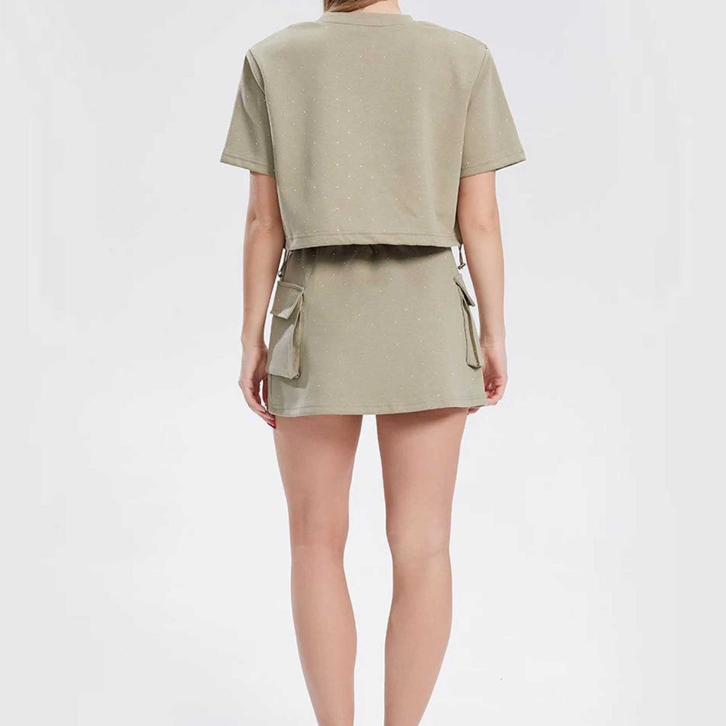 Women's Rhinestone Casual Top and Skirt Set – Cherie Code