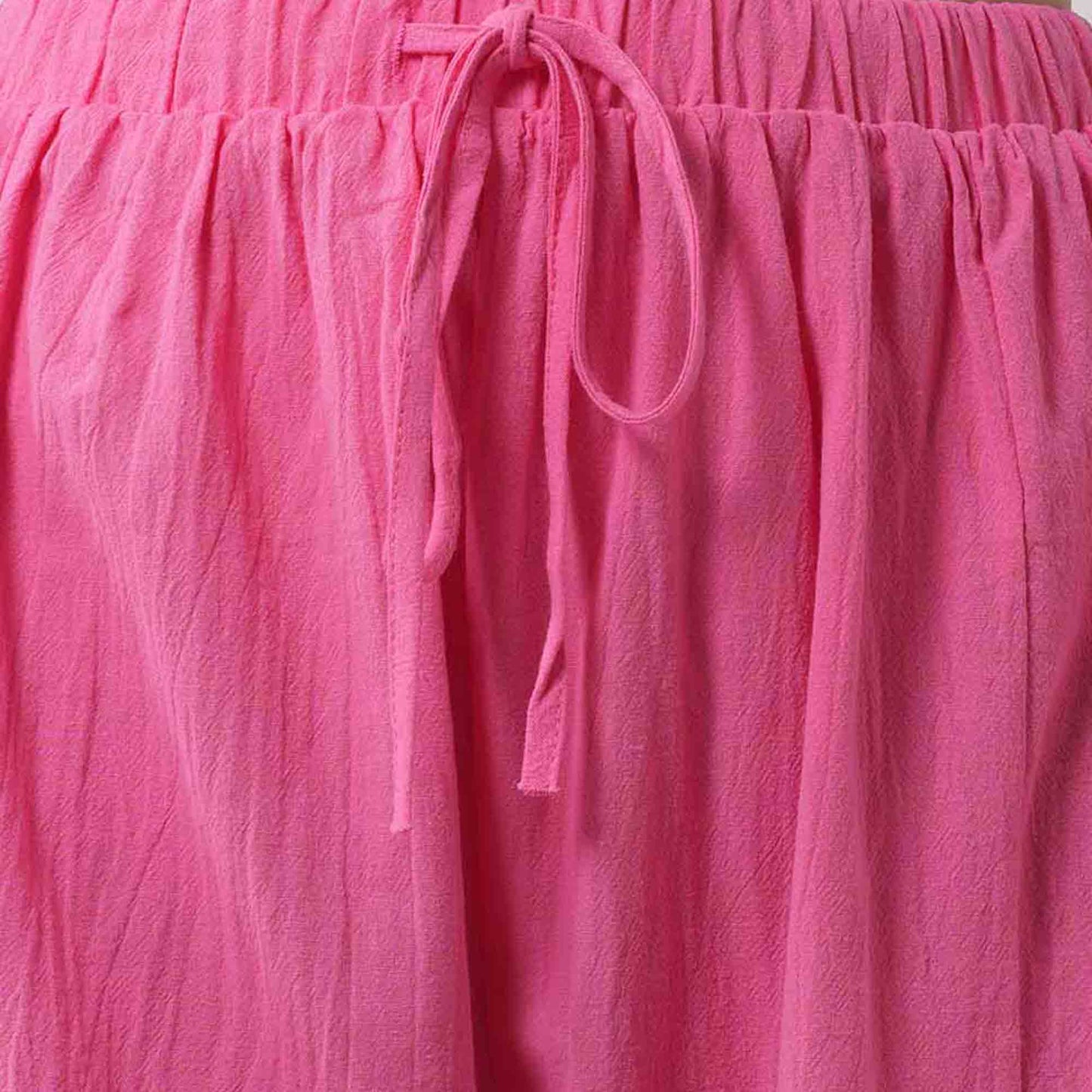 Women's Cotton Drawstring Pants - Relaxed Fit with Elastic Waist & Functional Pocket