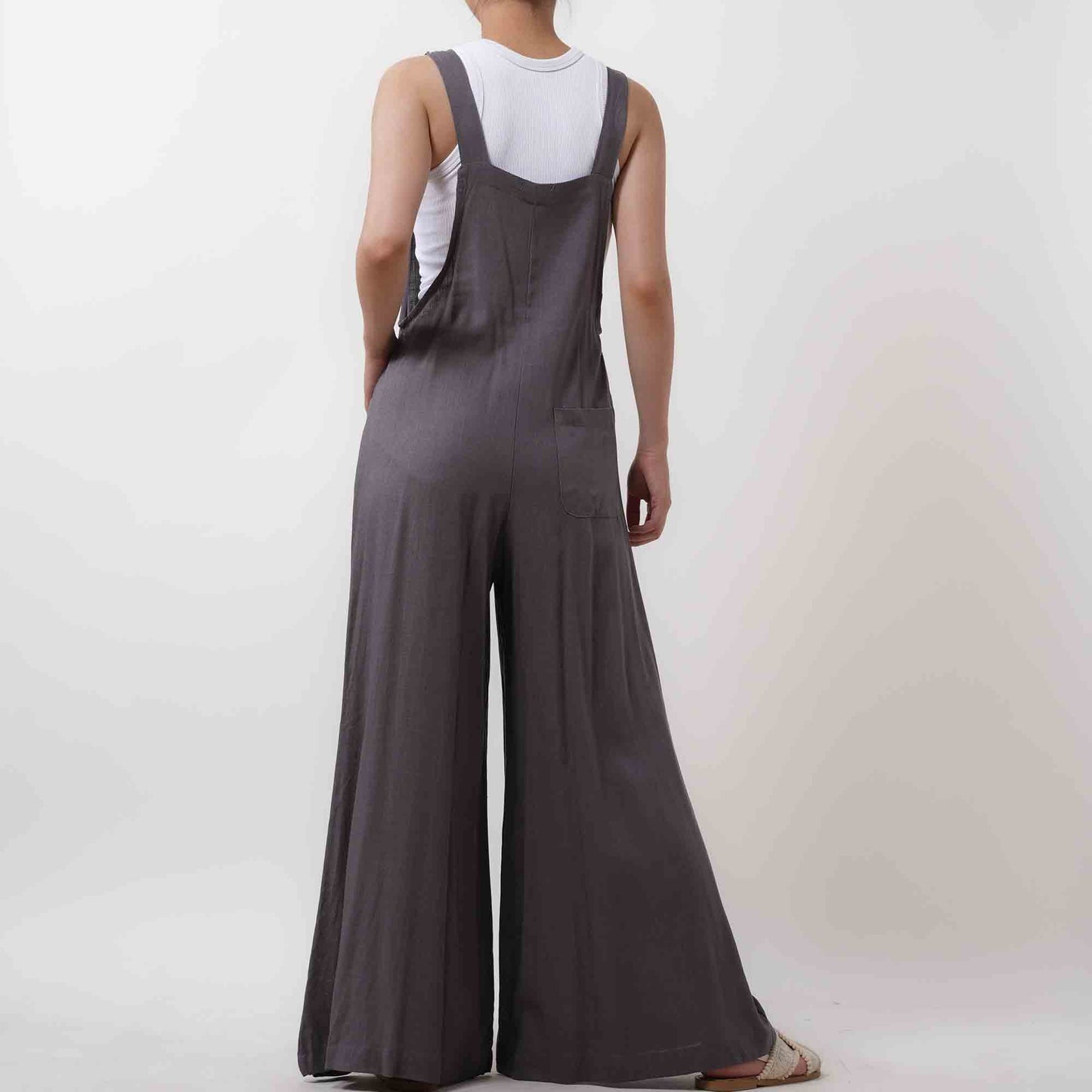 Women's Wide Leg Overall- Breathable Viscose/Linen Blend with Adjustable Straps Cherie Code