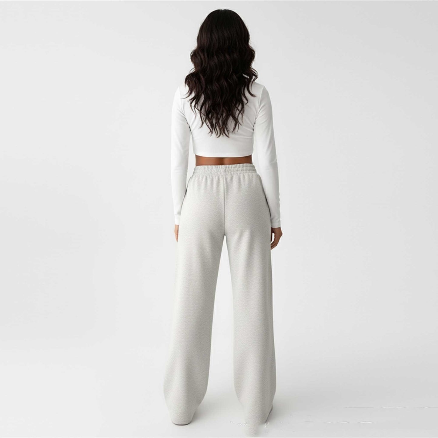 Cherie Code Women's Wide-Leg Sweatpants - High Waist, Cotton Blend, Casual Lounge Pants with Stretch Waistband