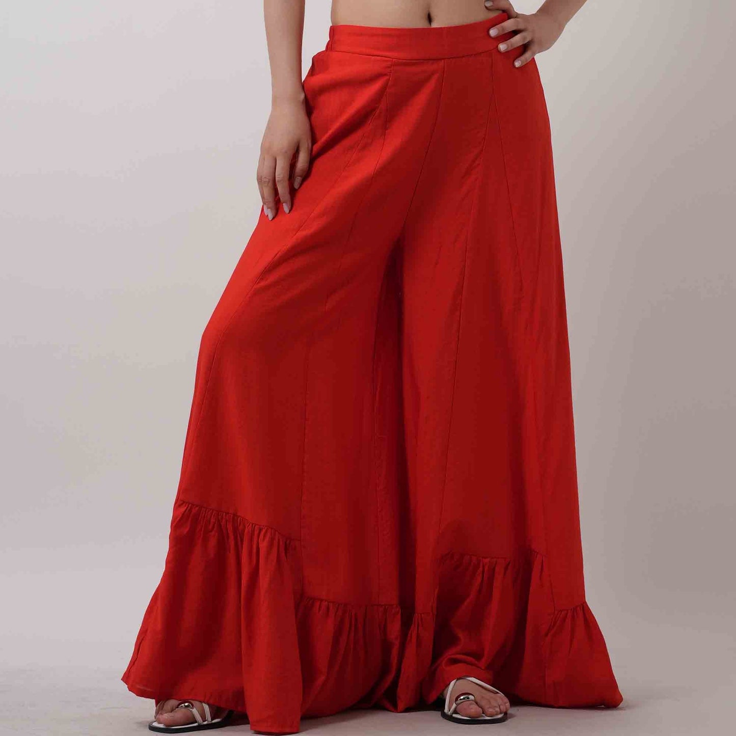 Breathable Polyester Wide Leg Flare Pants - Mid Rise & Casual Fit Cherie Code