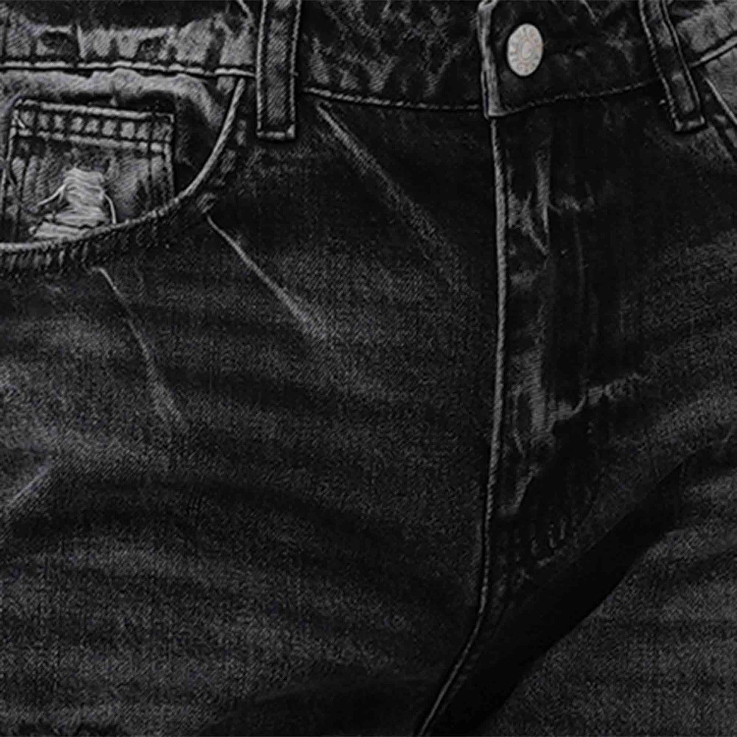 Women's High Waist Straight Leg Jeans - Distressed Wash with 5-Pocket Design Cherie Code