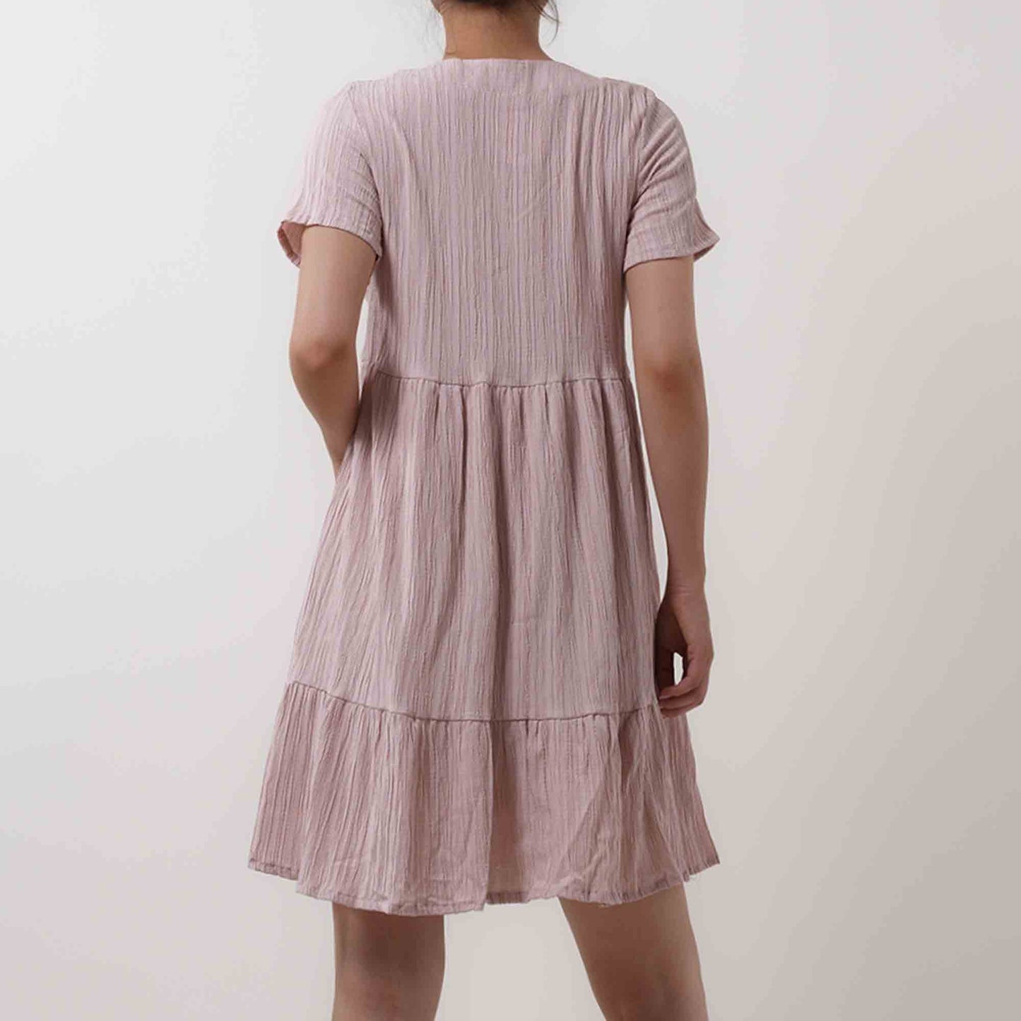 Women's V-Neck Mini Dress - Stretch Viscose Blend with Lining & Short Sleeves Cherie Code