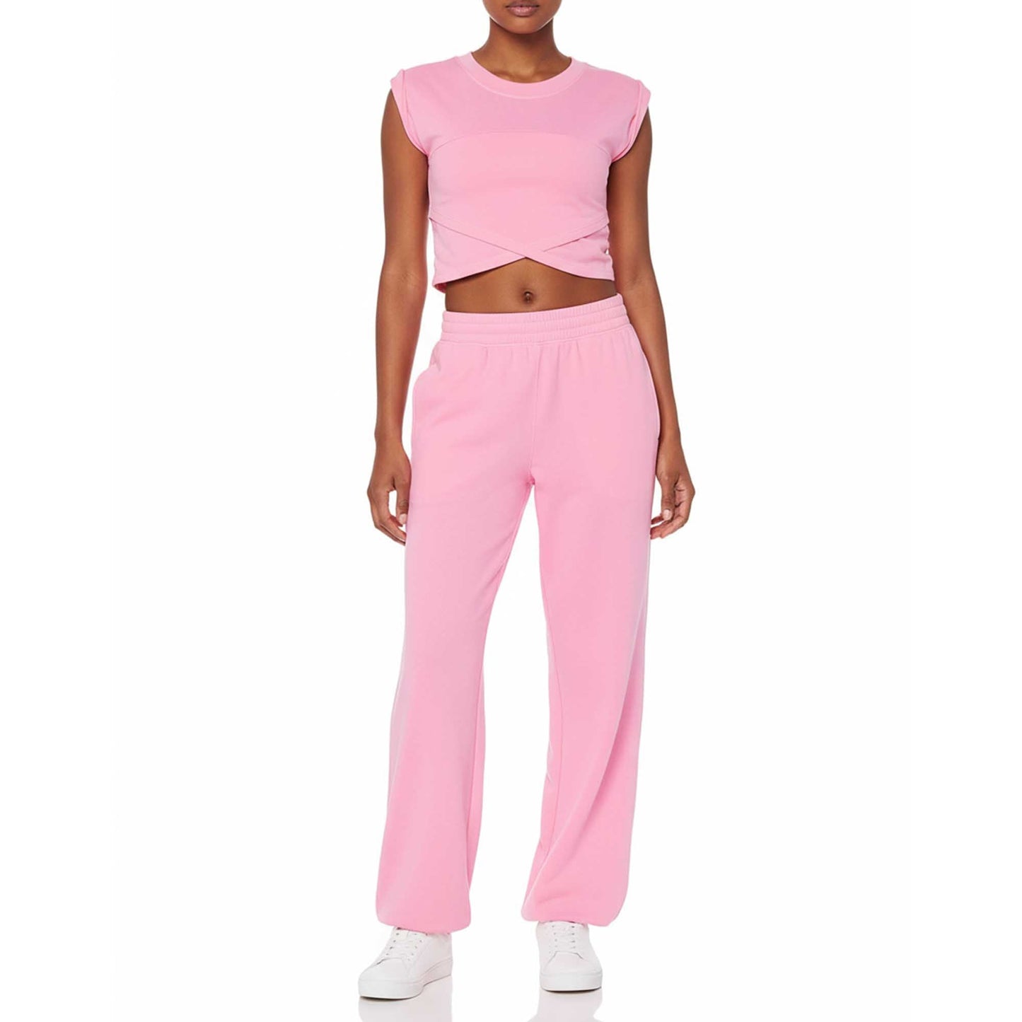 Woman 2-Piece Sleeveless High Rise Pants Set – Solid Viscose Stretch Cherie Code