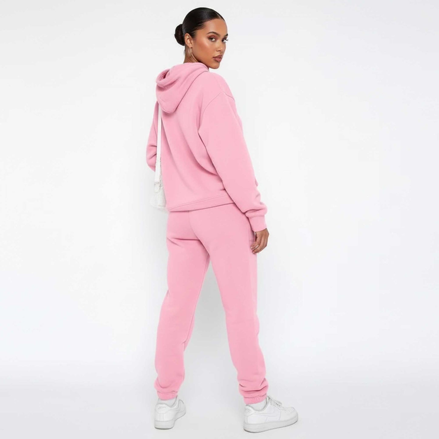 Cherie Code Women's Black Hoodie Lounge Set with Velvet Lining – Long Sleeve Top and Jogger Pants – Casual Fit