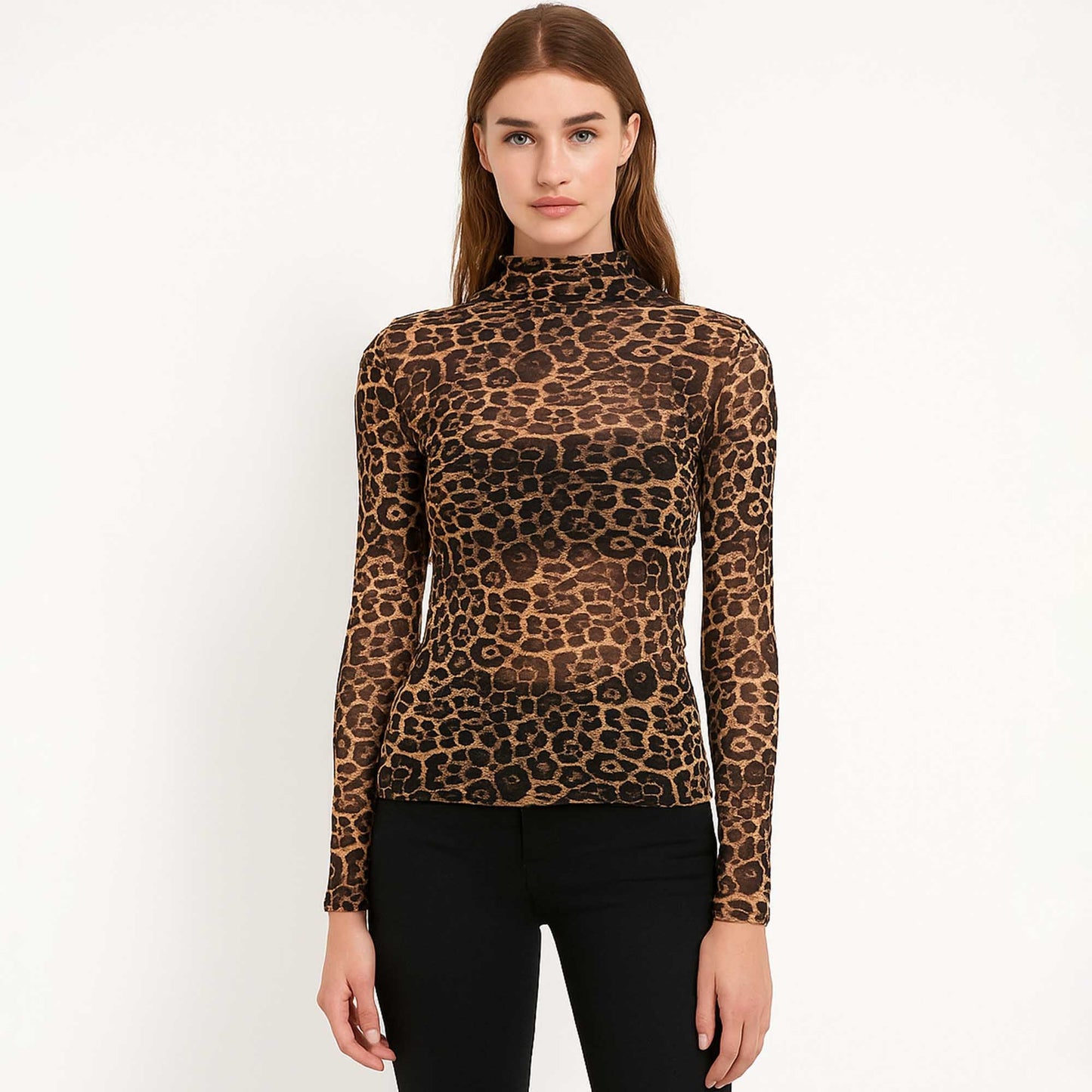 Women's Leopard Print Slim Fit Mesh Top – Cherie Code