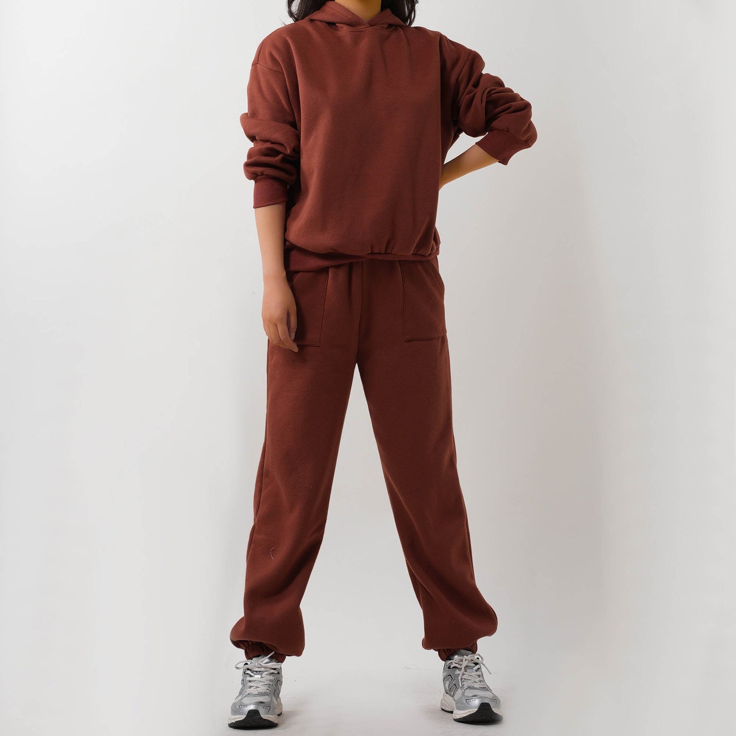 Cherie Code Women's Black Hoodie Lounge Set with Velvet Lining – Long Sleeve Top and Jogger Pants – Casual Fit