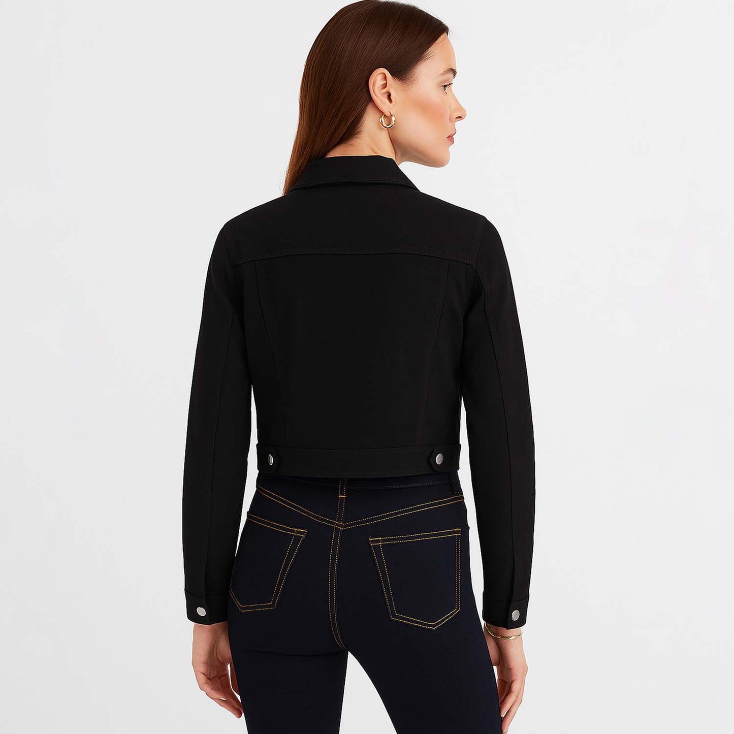 Women's Solid Color Denim Jacket with Pockets – Long Sleeve Button Front Casual Outerwear by Cherie Code