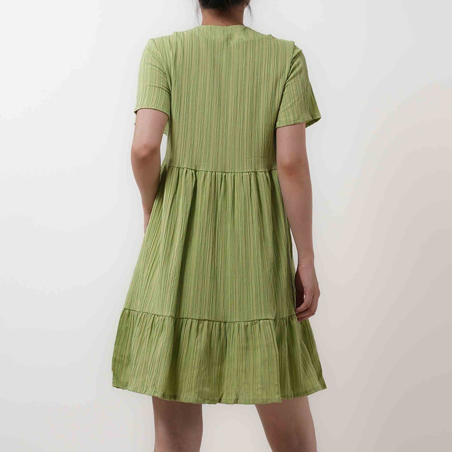 Women's V-Neck Mini Dress - Stretch Viscose Blend with Lining & Short Sleeves Cherie Code