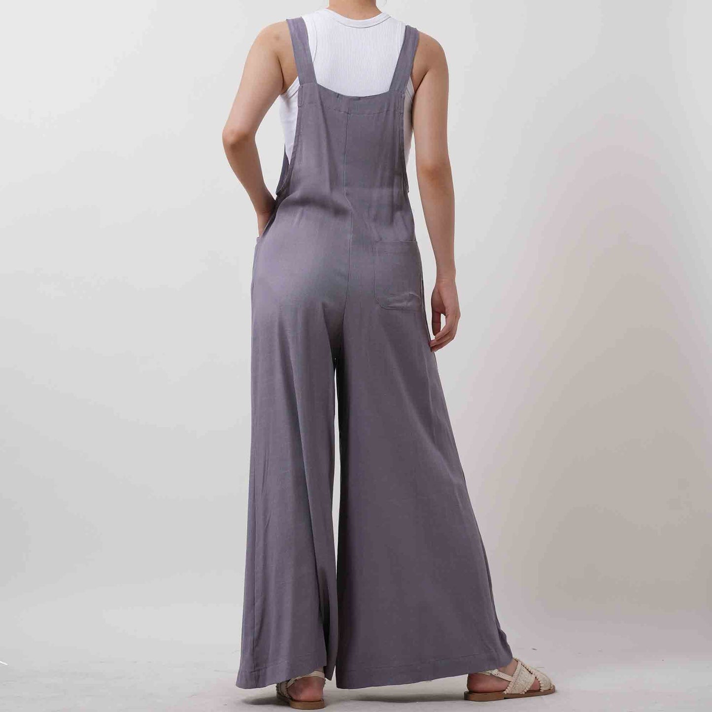 Women's Wide Leg Overall- Breathable Viscose/Linen Blend with Adjustable Straps Cherie Code