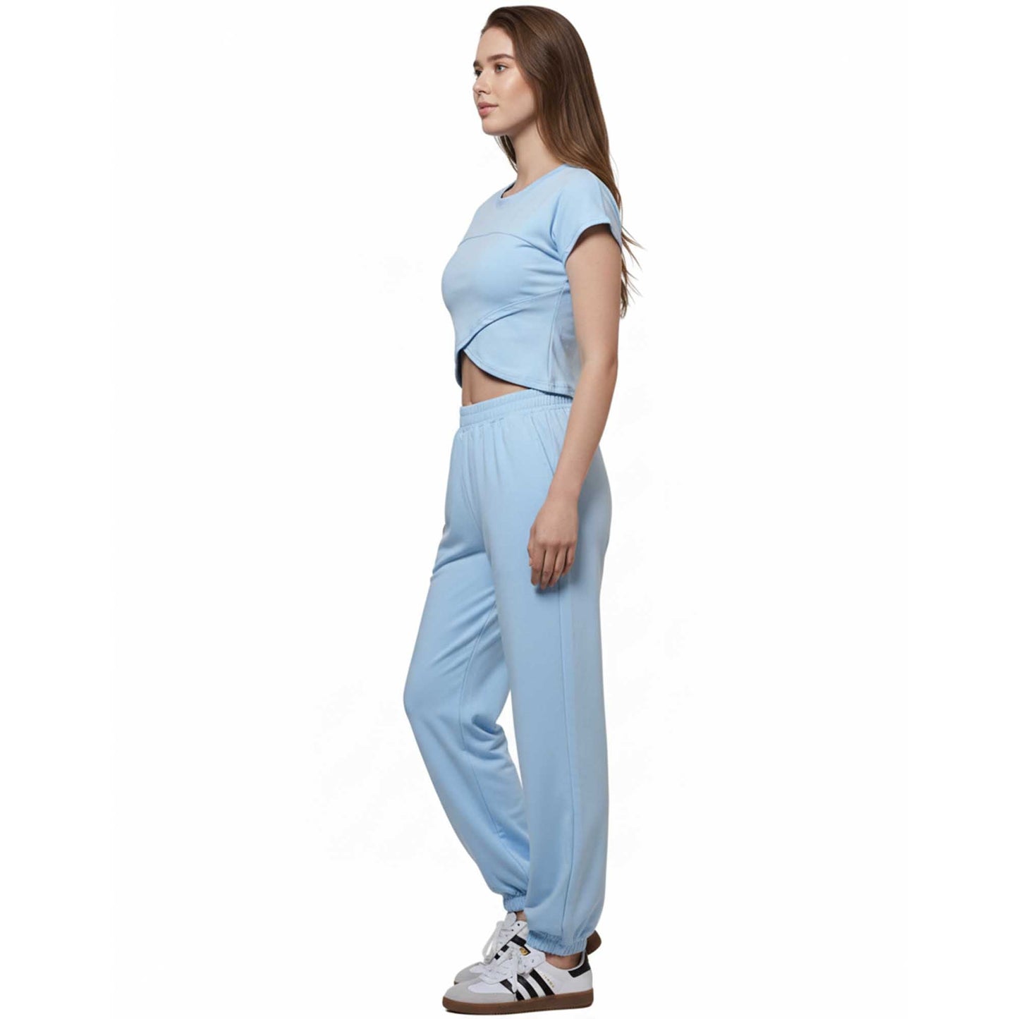 Woman 2-Piece Sleeveless High Rise Pants Set – Solid Viscose Stretch Cherie Code