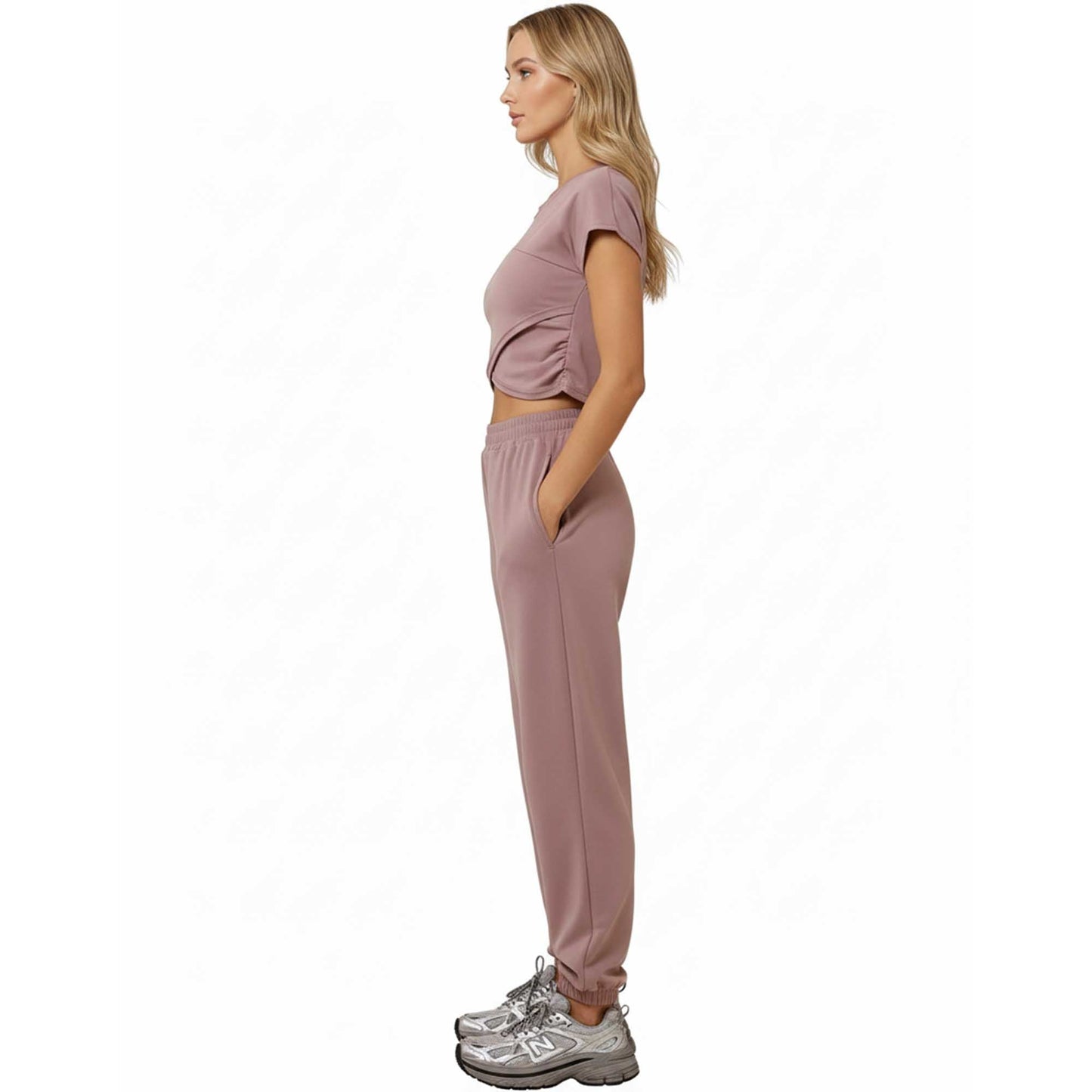 Woman 2-Piece Sleeveless High Rise Pants Set – Solid Viscose Stretch Cherie Code