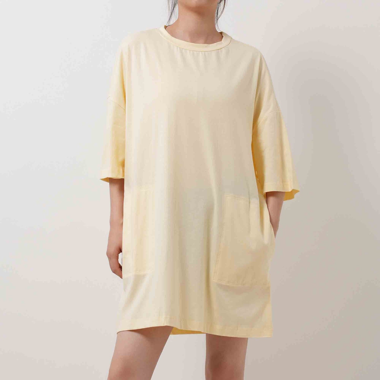 Round Neck Pullover Tee - Crew Neck with Short Sleeves Pocket Mini Dress Cherie Code
