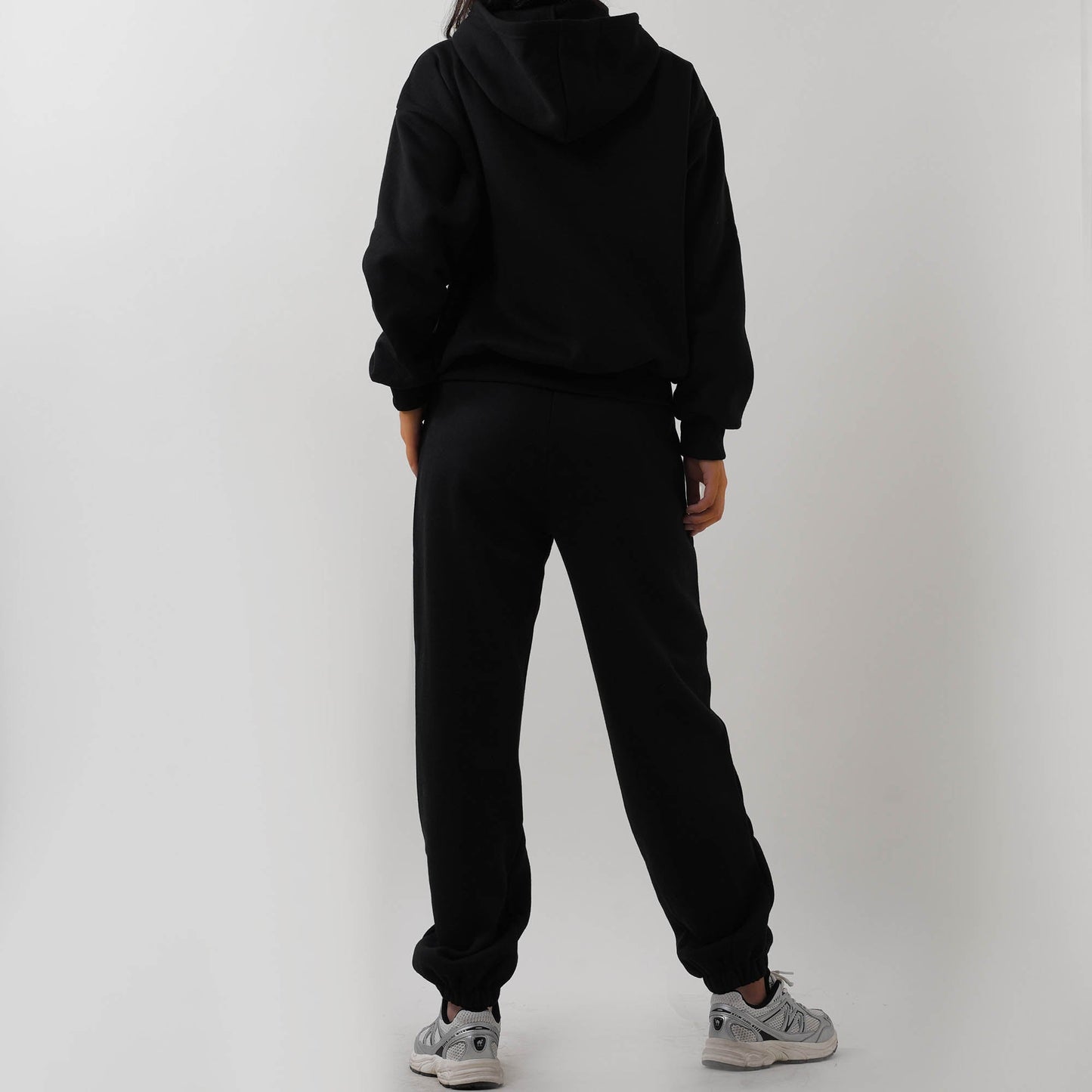 Cherie Code Women's Black Hoodie Lounge Set with Velvet Lining – Long Sleeve Top and Jogger Pants – Casual Fit